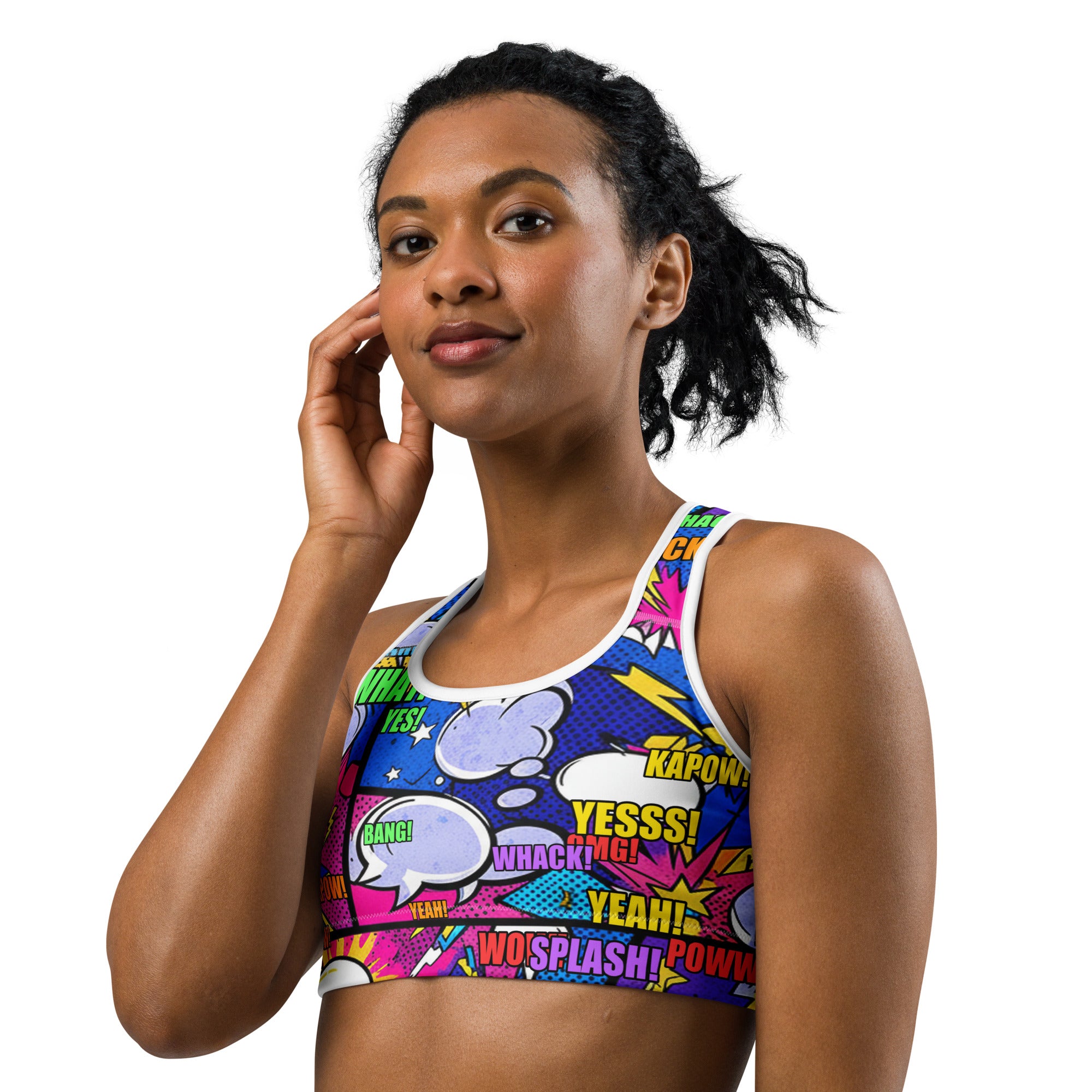 Comic Strip Cosmic Boom Sports Bra | GearBunch