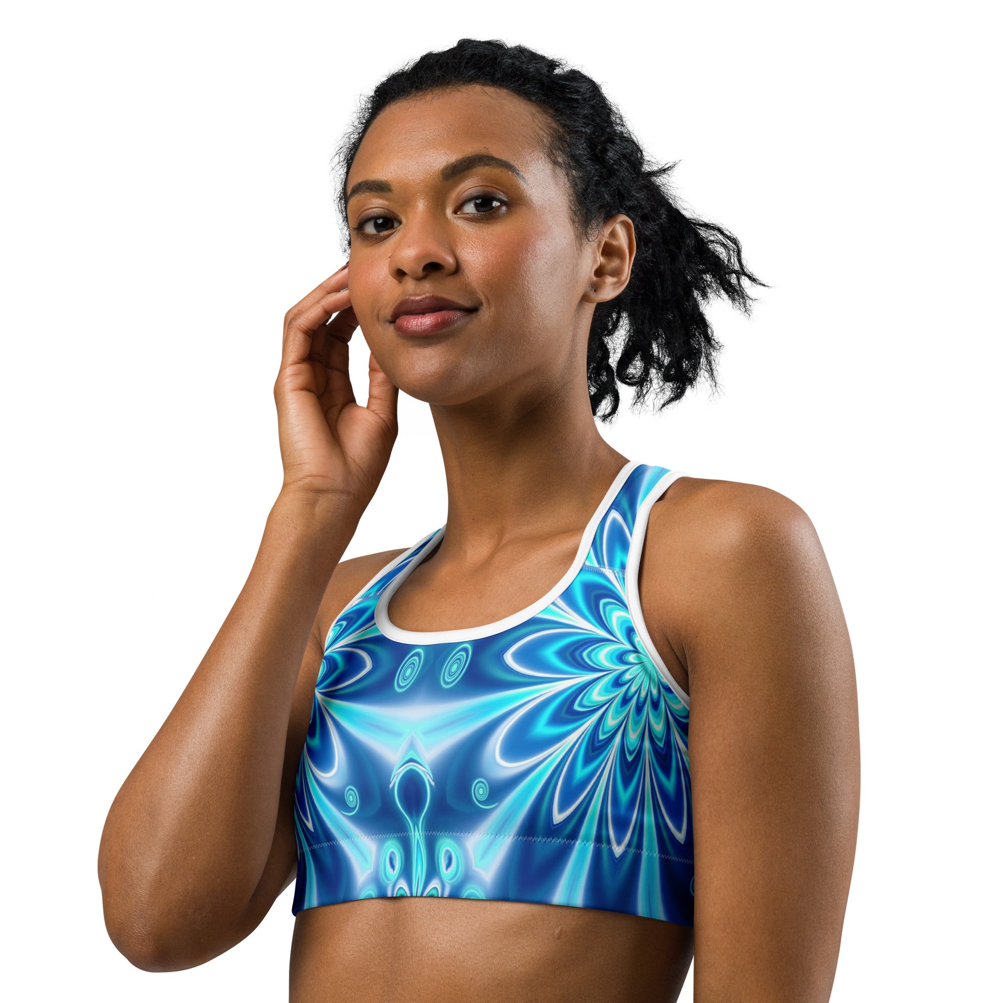 Psychedelic Electric Ocean Sports Bra | GearBunch