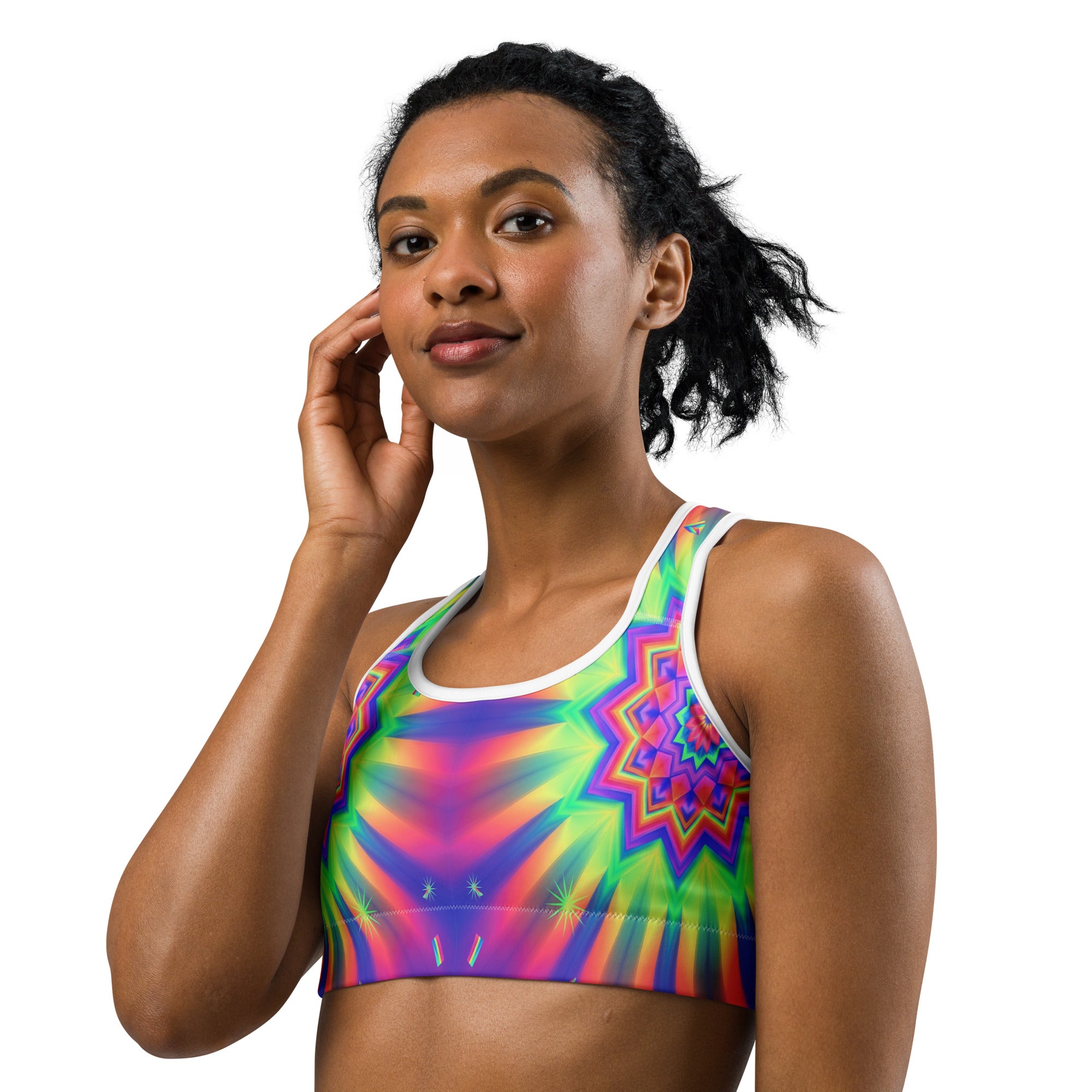 Psychedelic Starburst Prism Sports Bra | GearBunch