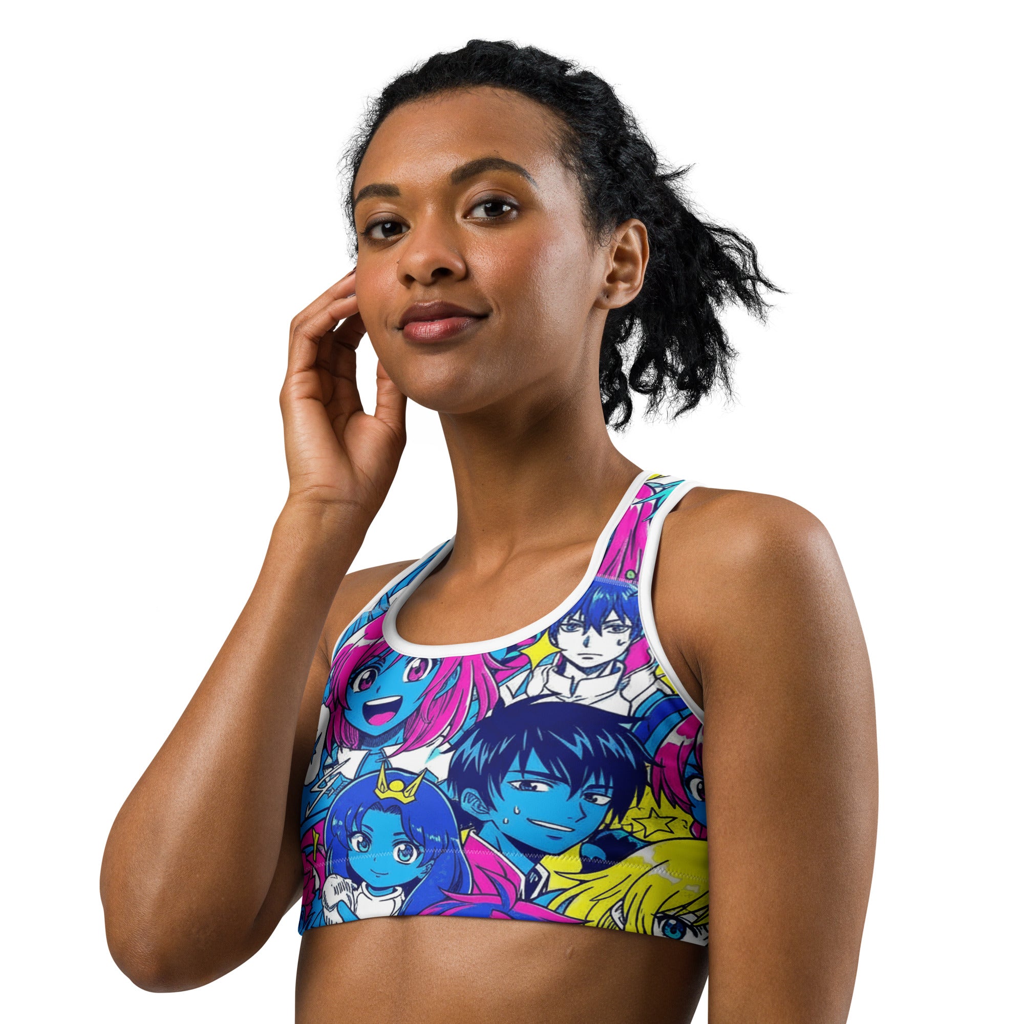 Anime Collage Neon Tokyo Sports Bra | GearBunch