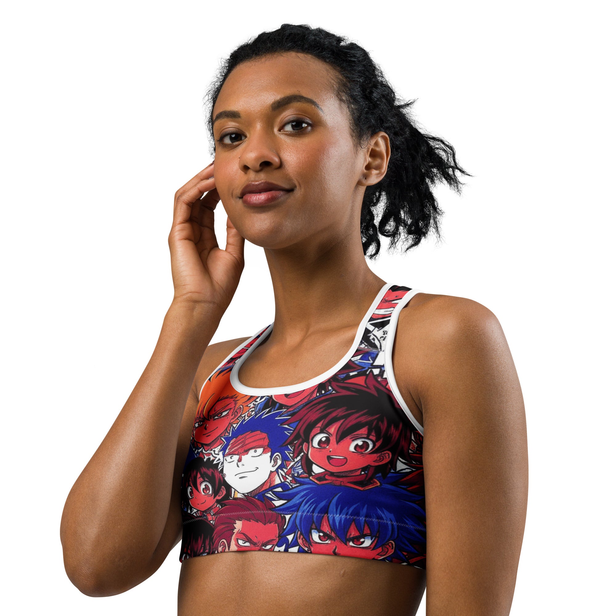 Anime Collage Dark Shonen Sports Bra | GearBunch
