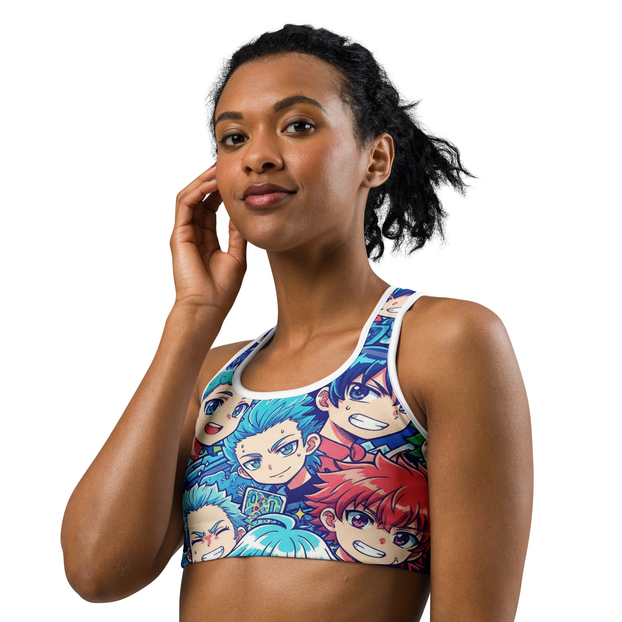 Anime Ocean Wave Sports Bra | GearBunch