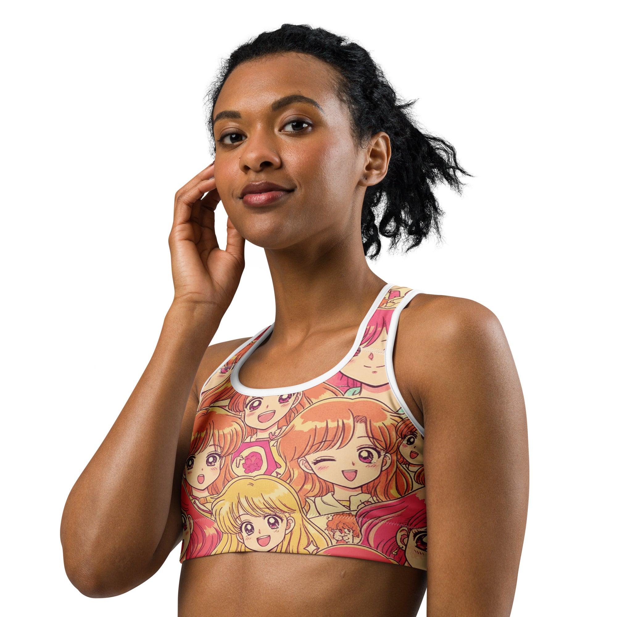 Anime Collage Retro Shojo Sports Bra | GearBunch