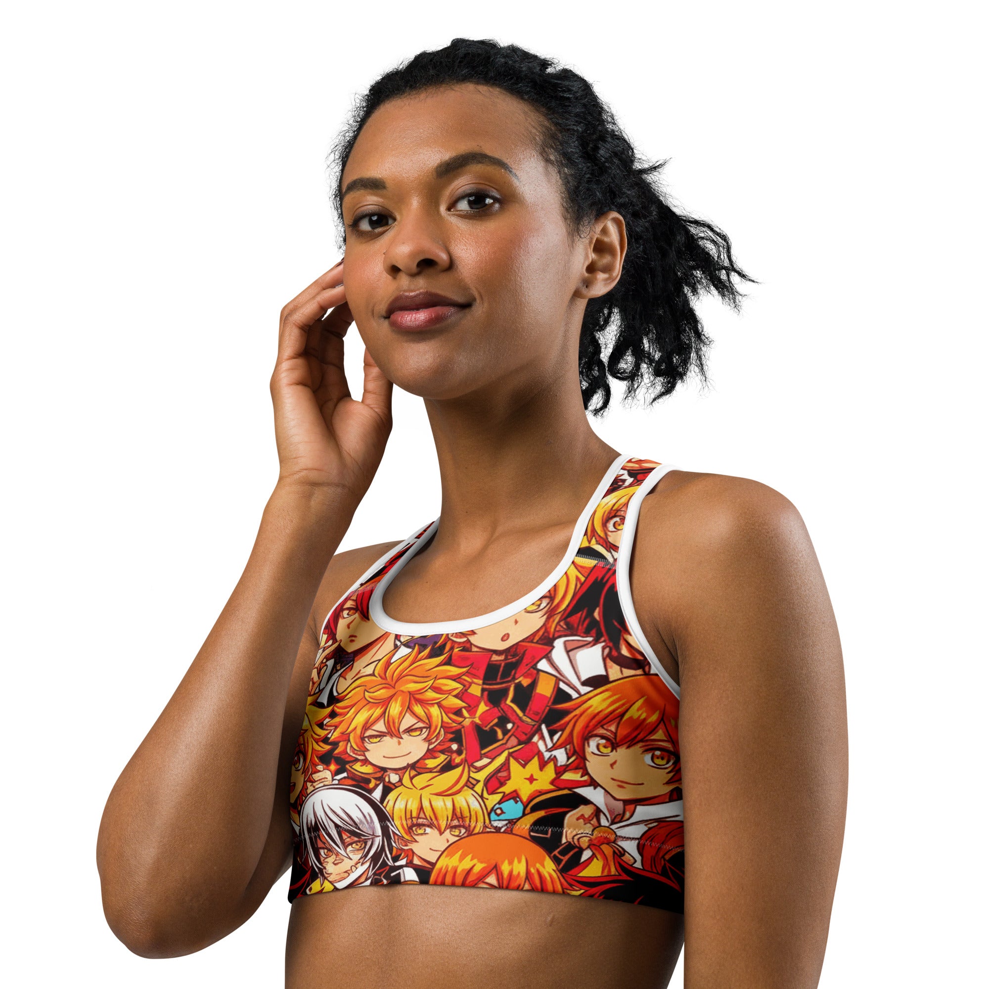 Anime Collage Fire Spirit Sports Bra | GearBunch