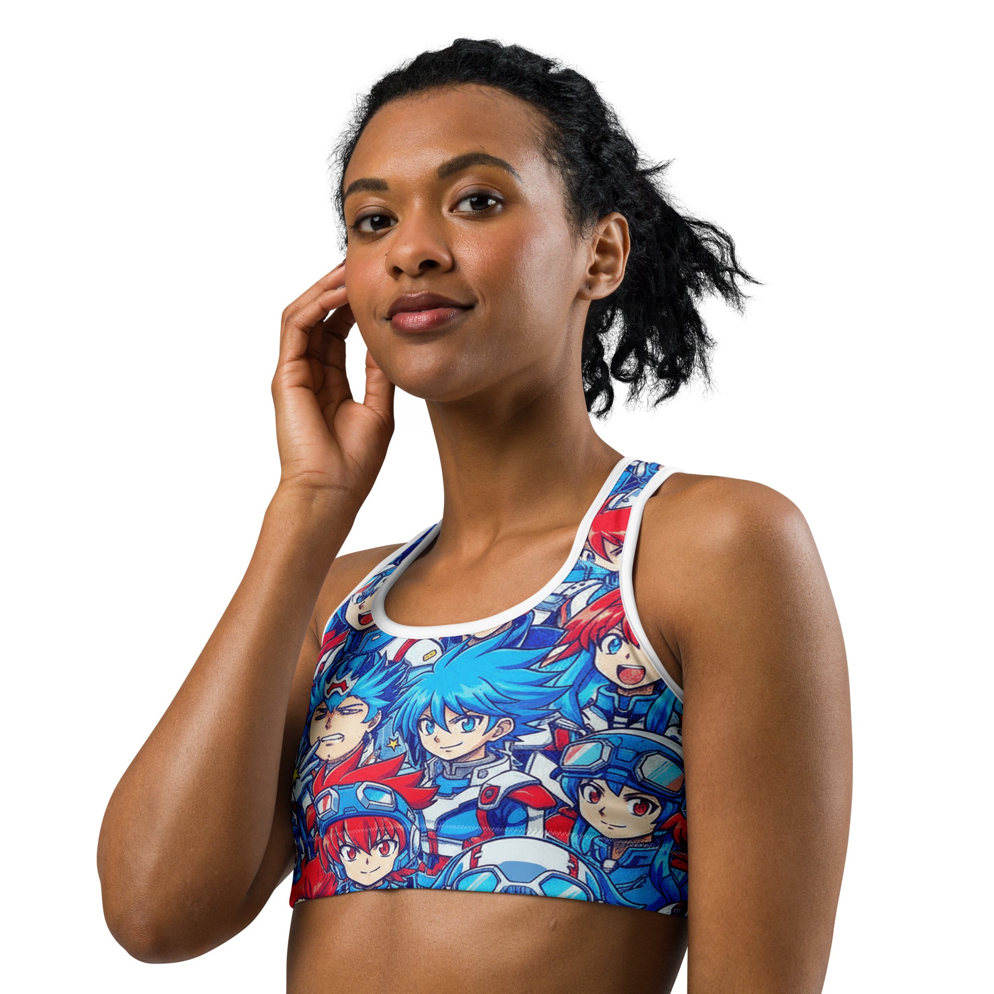Anime Collage Mecha Pilot Sports Bra | GearBunch