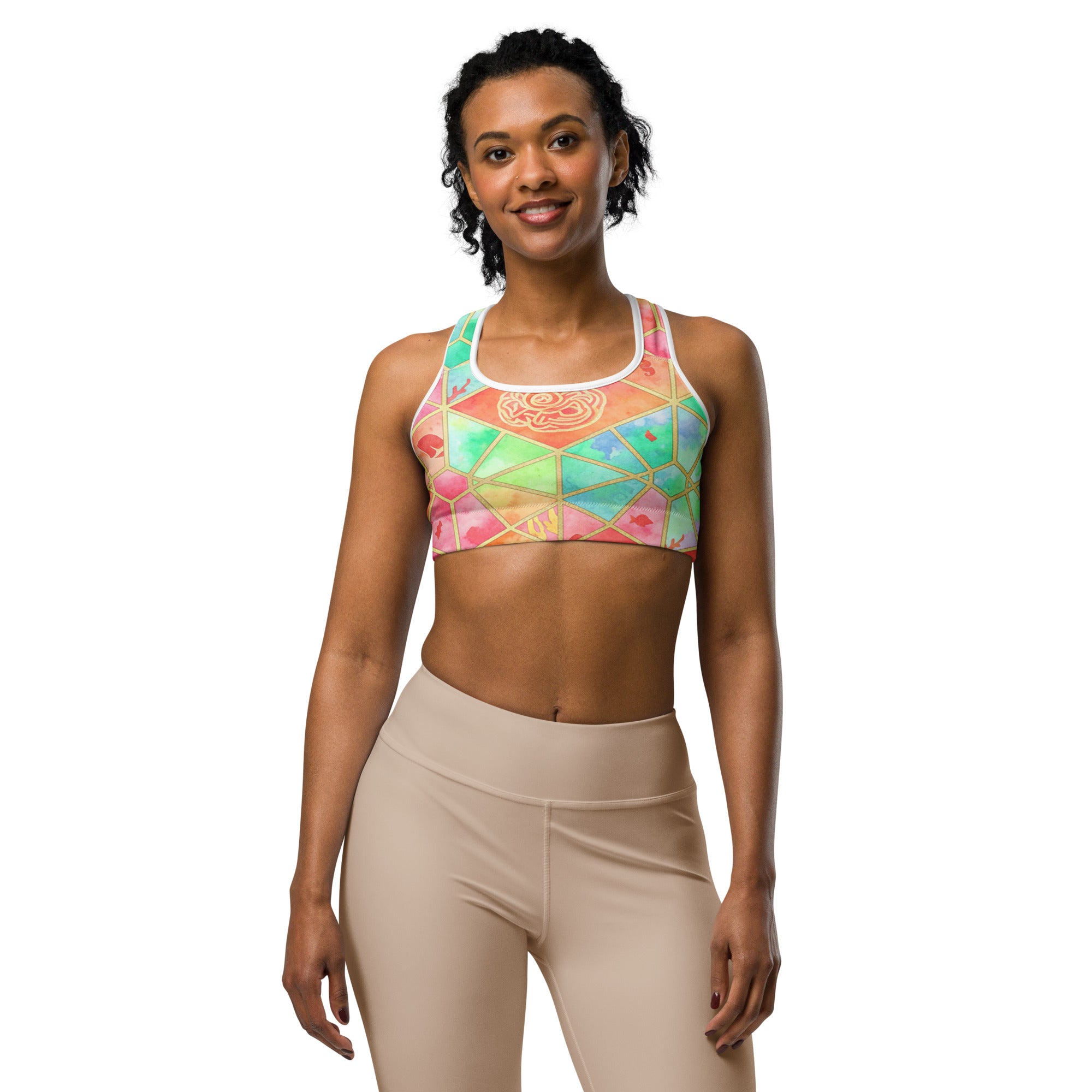 Coral Reef Watercolour Sports Bra | GearBunch