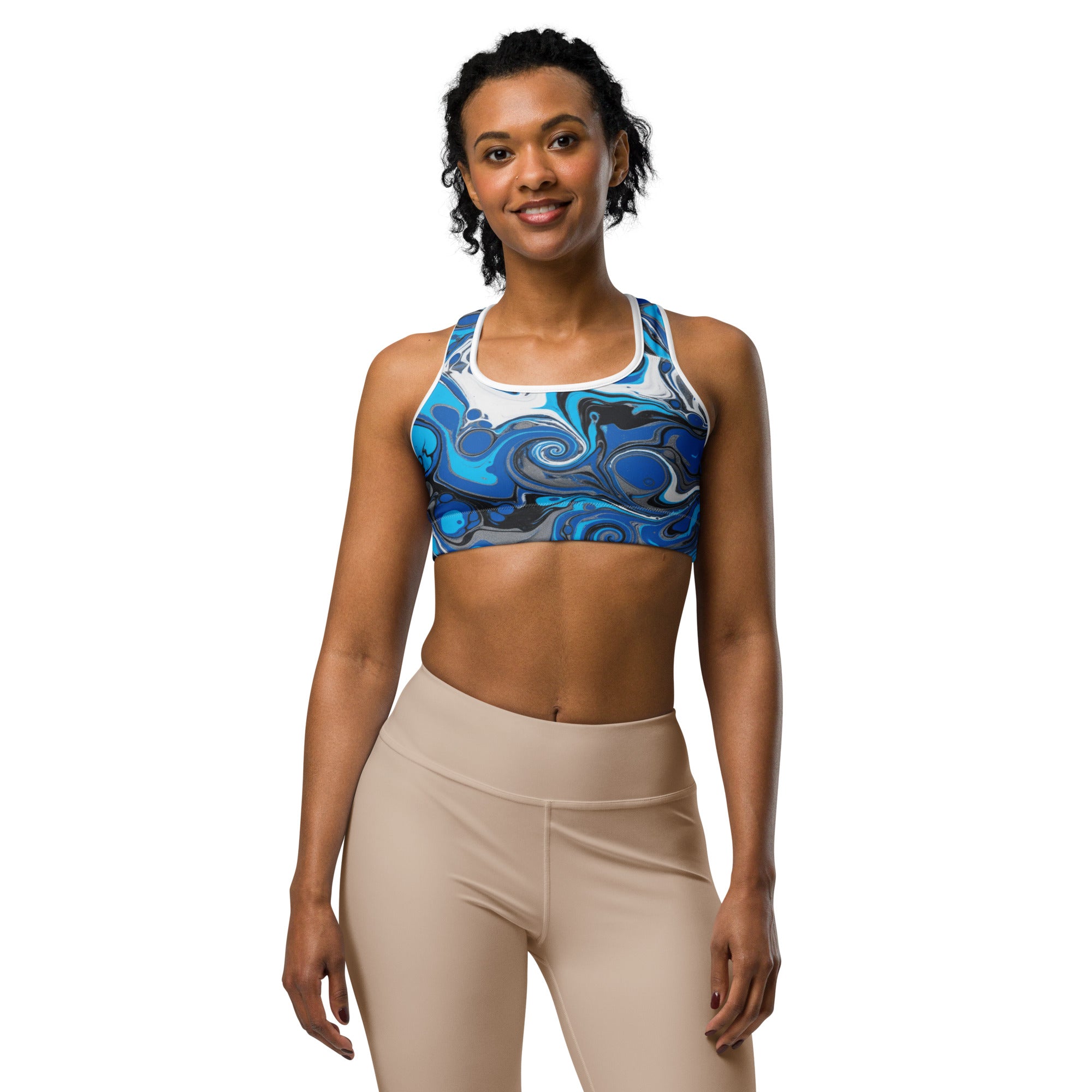 Liquid Marble Electric Storm Sports Bra | GearBunch