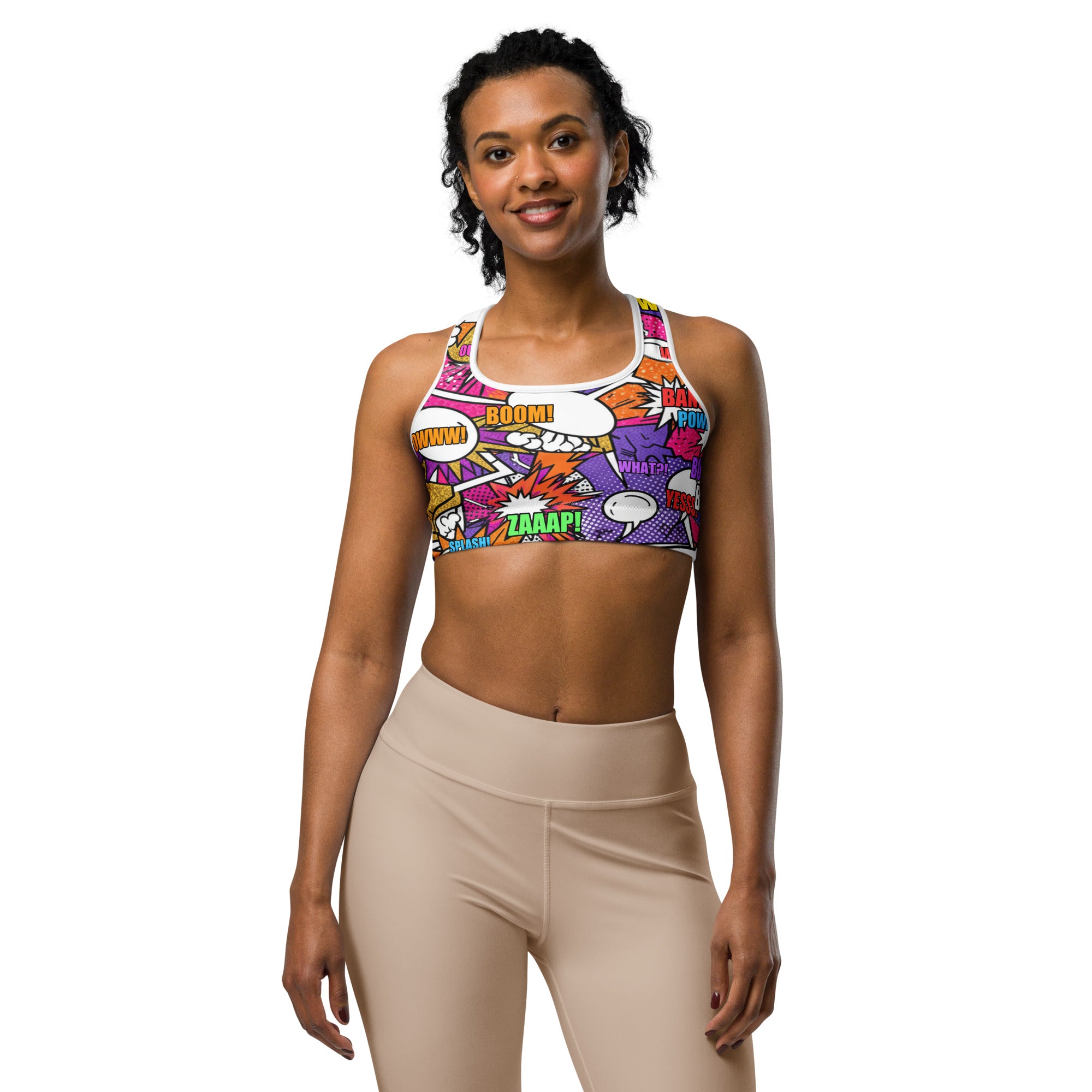 Comic Strip Disco Funk Sports Bra | GearBunch