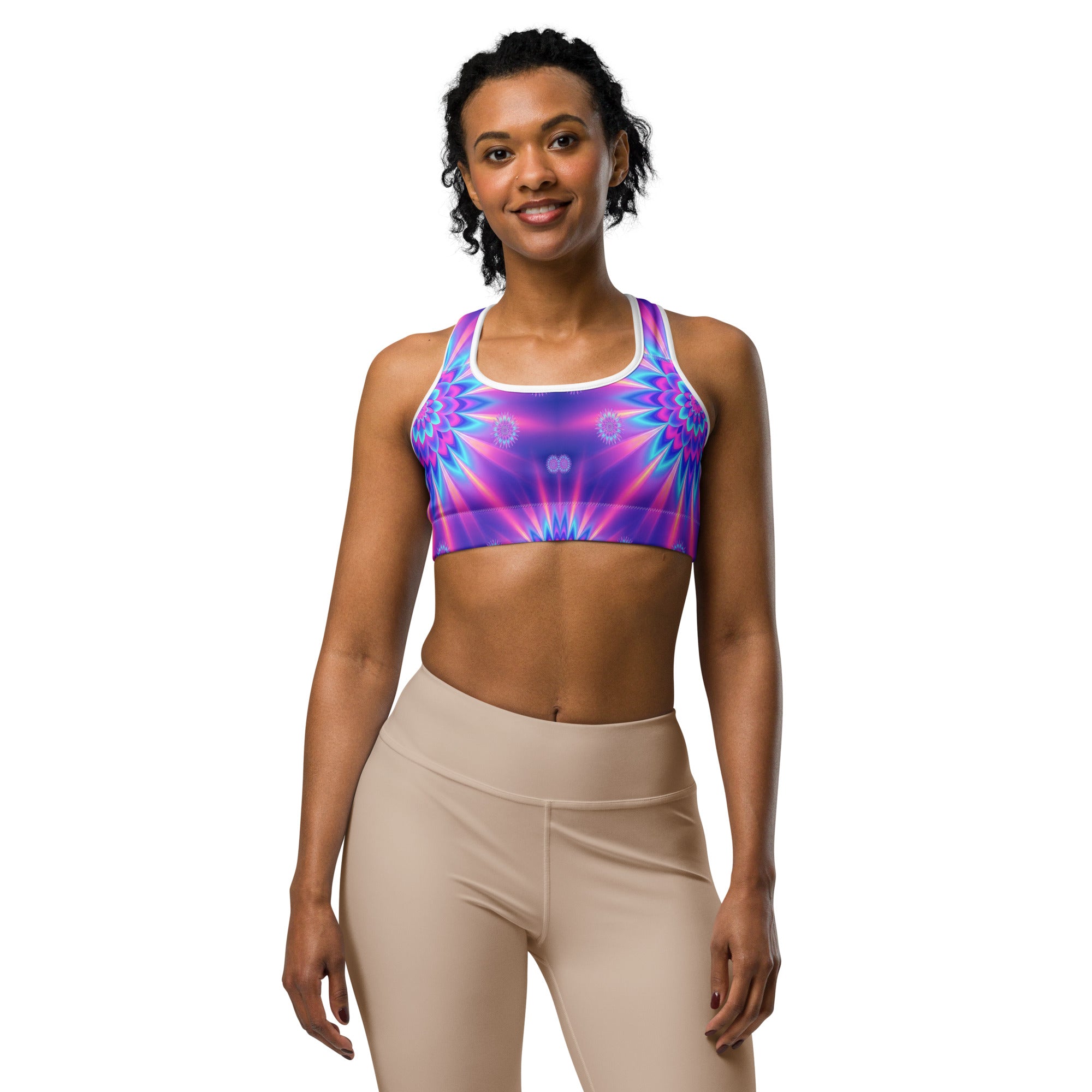 Psychedelic Vaporwave Dream Sports Bra | GearBunch