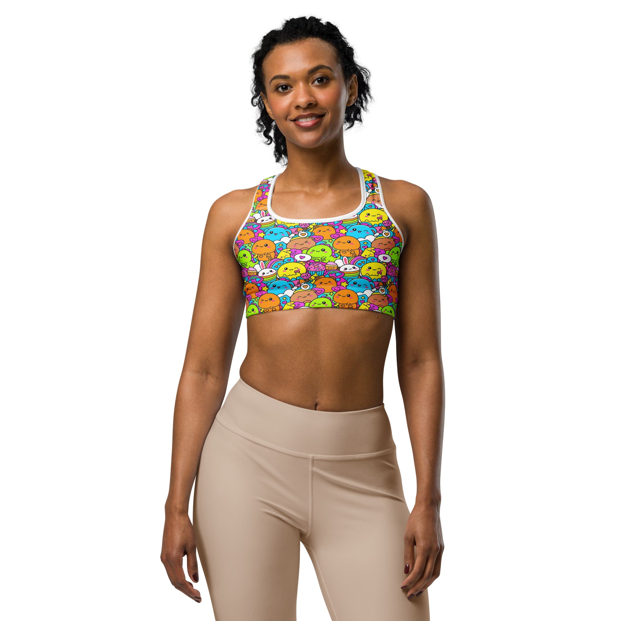 Kawaii Dinosaur Stomp Sports Bra | GearBunch