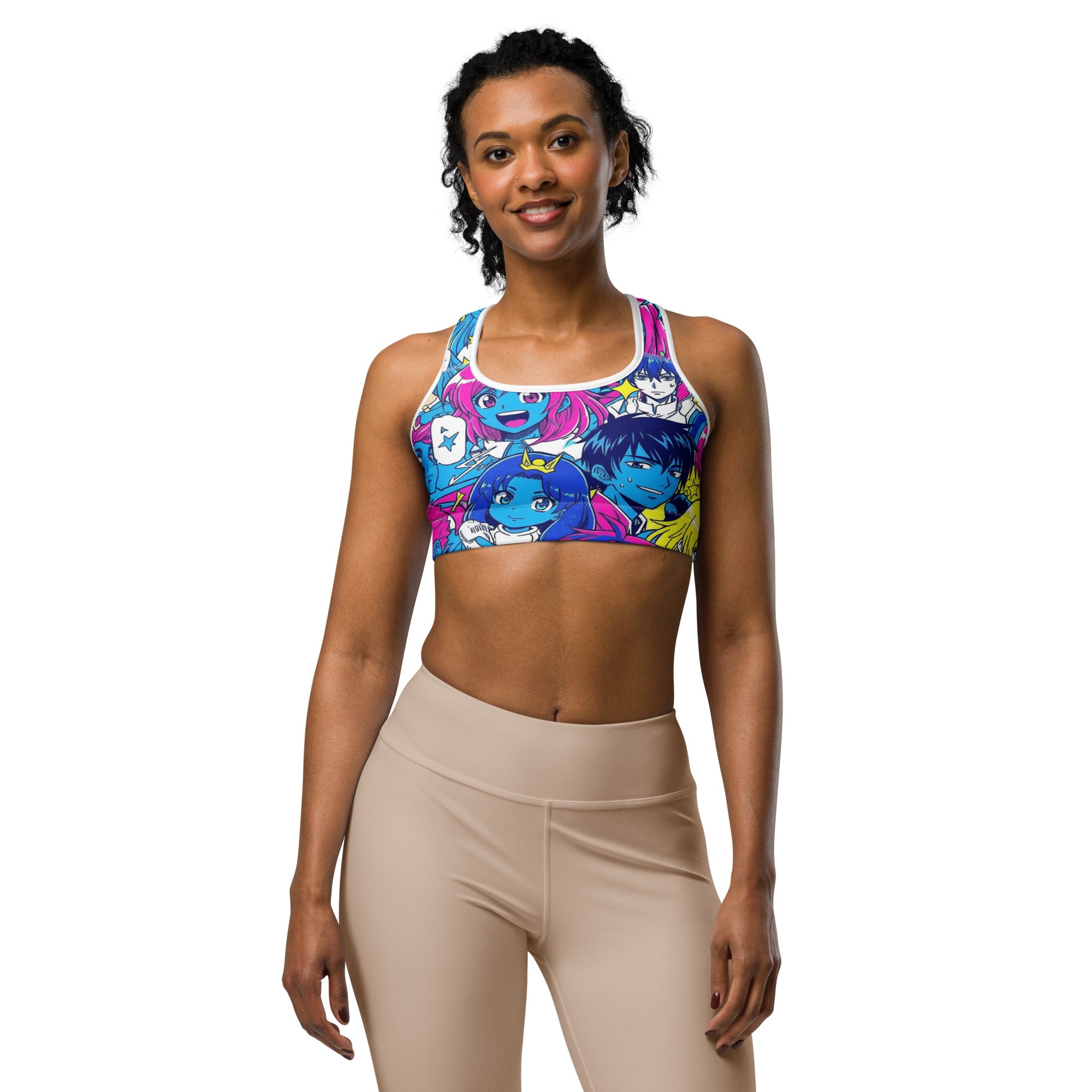 Anime Collage Neon Tokyo Sports Bra | GearBunch