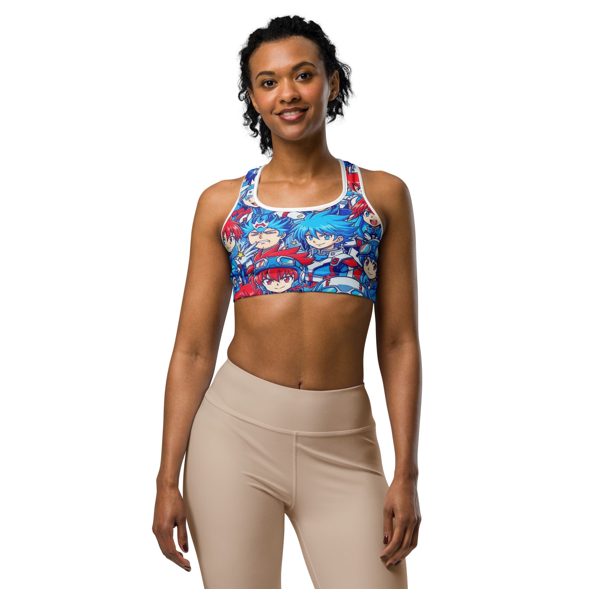 Anime Collage Mecha Pilot Sports Bra | GearBunch