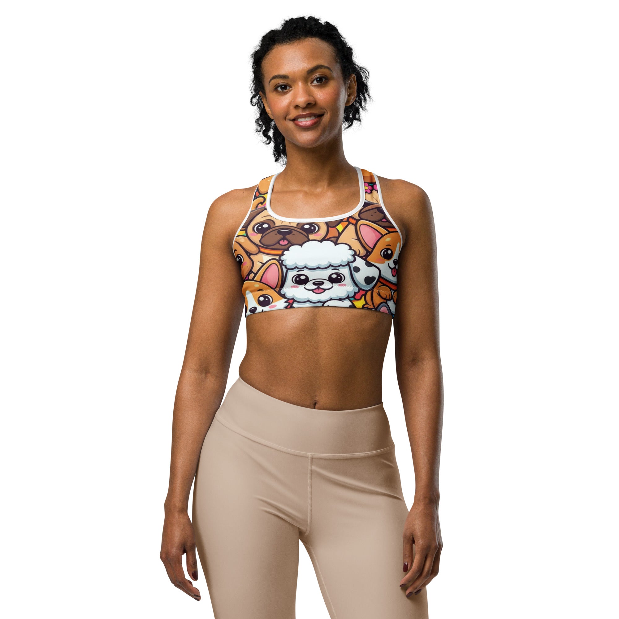 Vibrant Puppy Pile Sports Bra | GearBunch