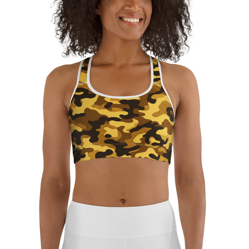 Gold Camo Sports Bra | GearBunch