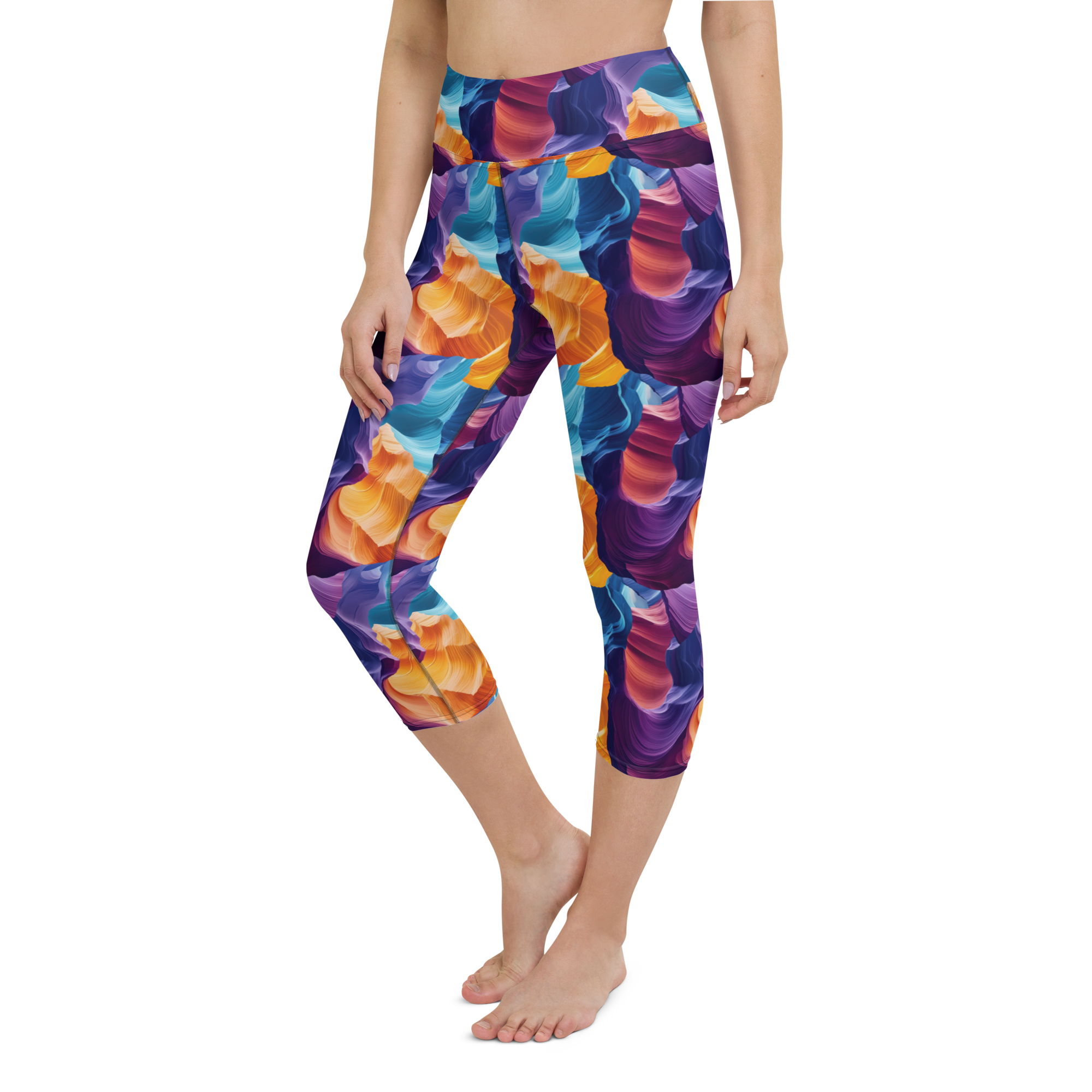 Women's canyon sunset printed capris front view