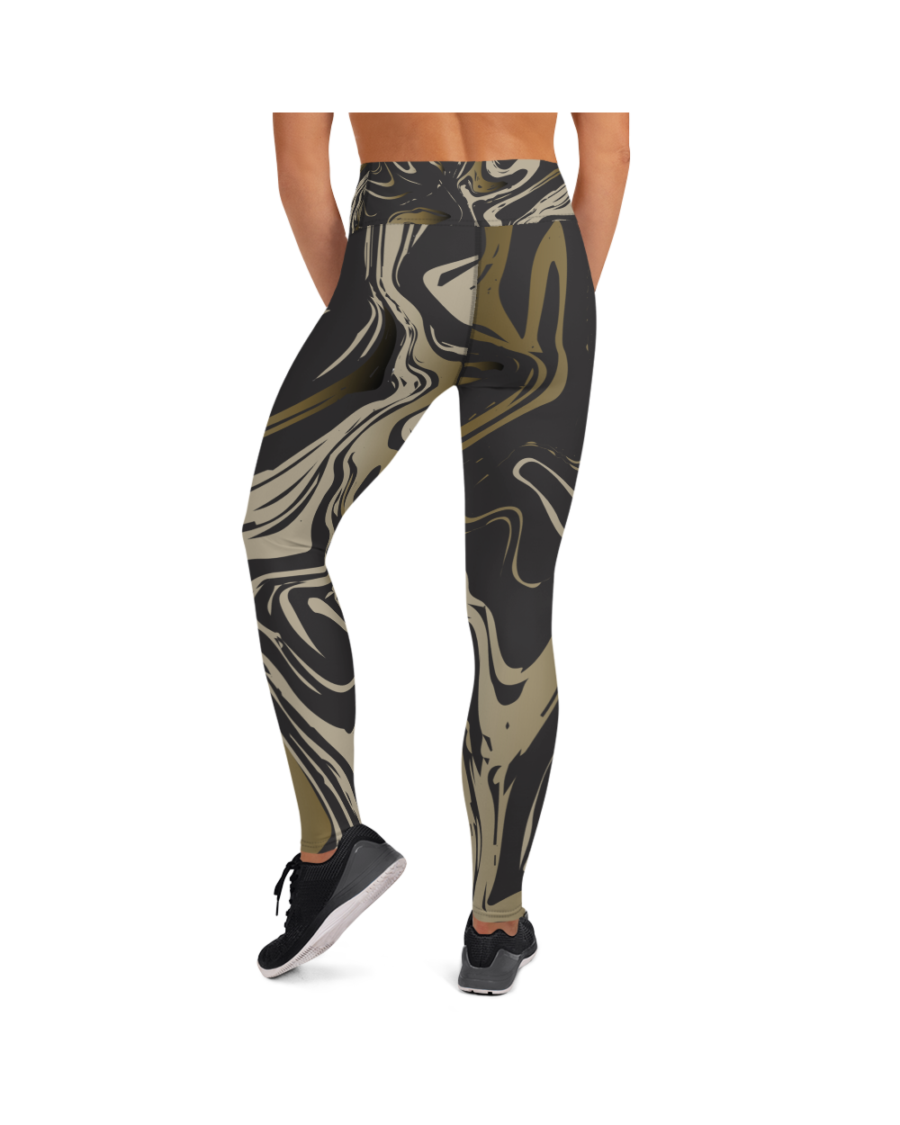 Black and Gold Marble Yoga Pants | GearBunch