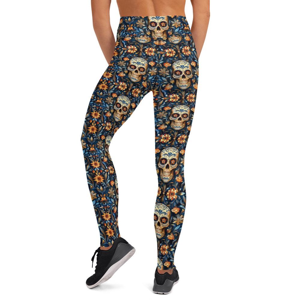 Festival Blue Sugar Skull Yoga Pants | GearBunch