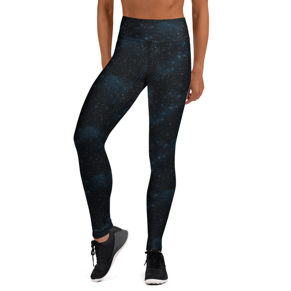 Women's starry night printed yoga pants front view