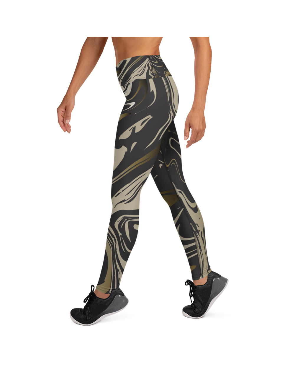 Black and Gold Marble Yoga Pants | GearBunch