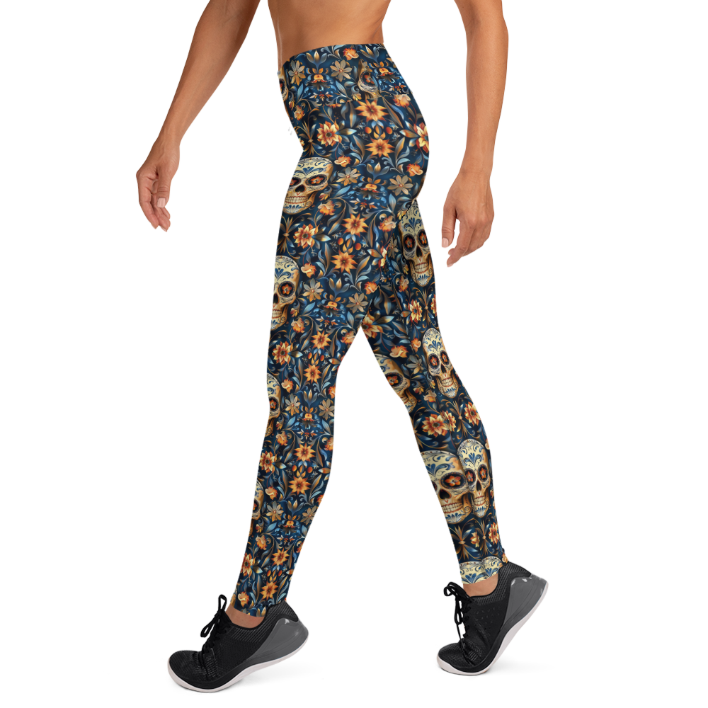 Festival Blue Sugar Skull Yoga Pants | GearBunch