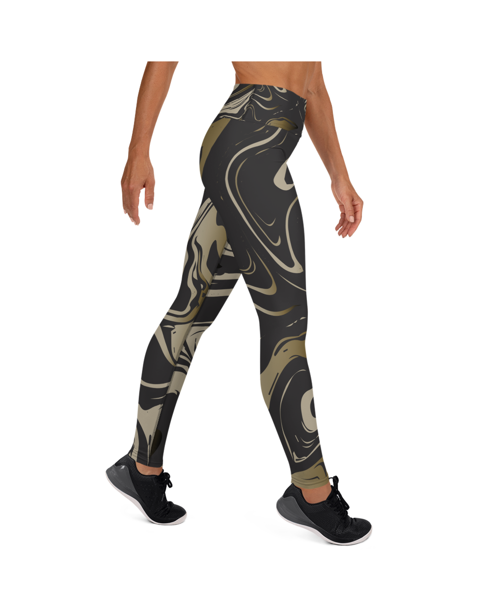 Black and Gold Marble Yoga Pants | GearBunch