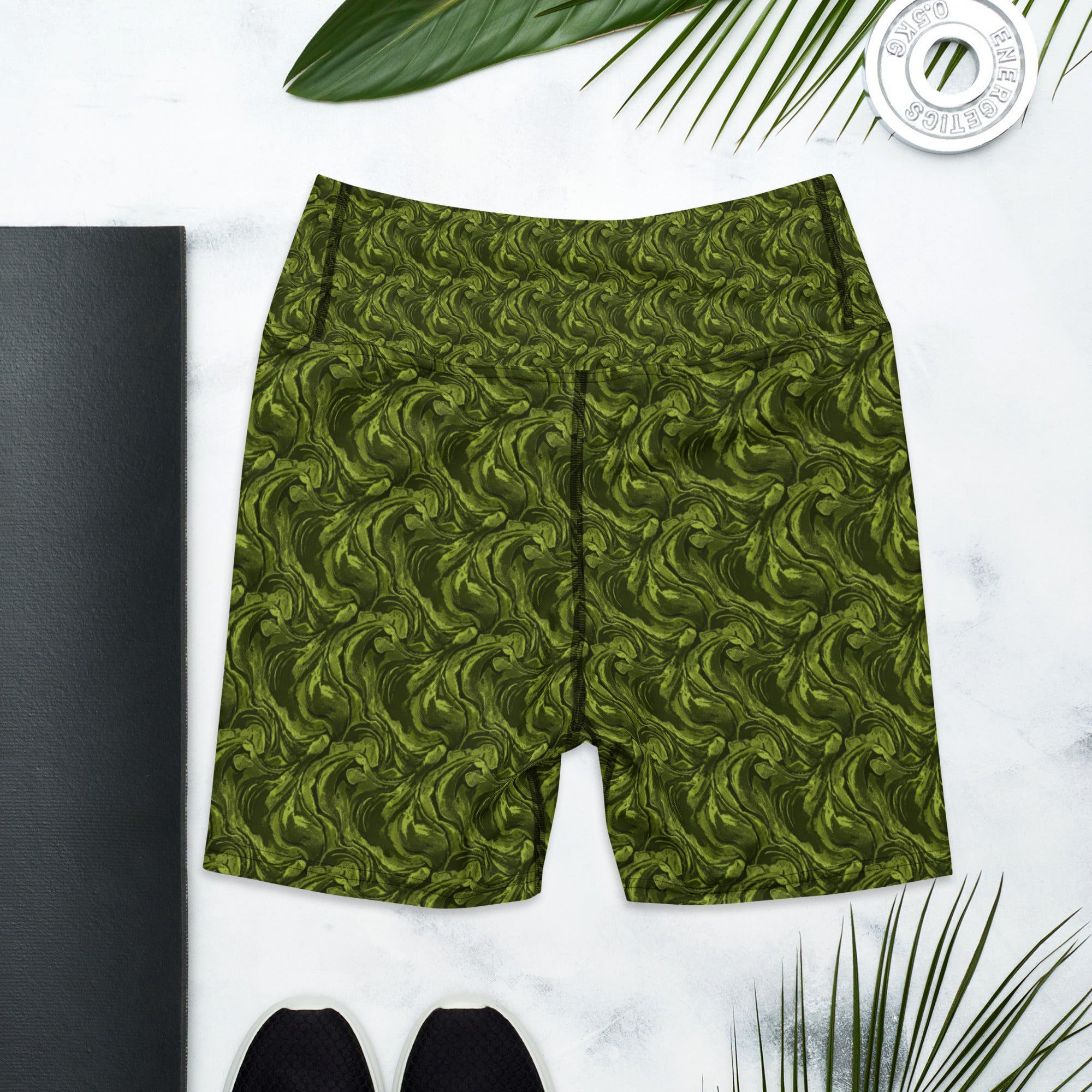Olive Green Velvet Yoga Shorts | GearBunch