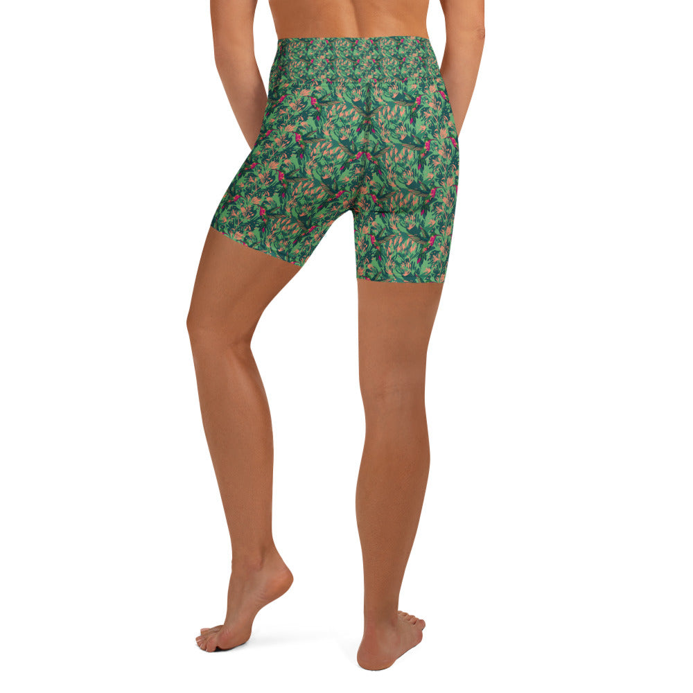 Ruby-throated Hummingbird Yoga Shorts | GearBunch