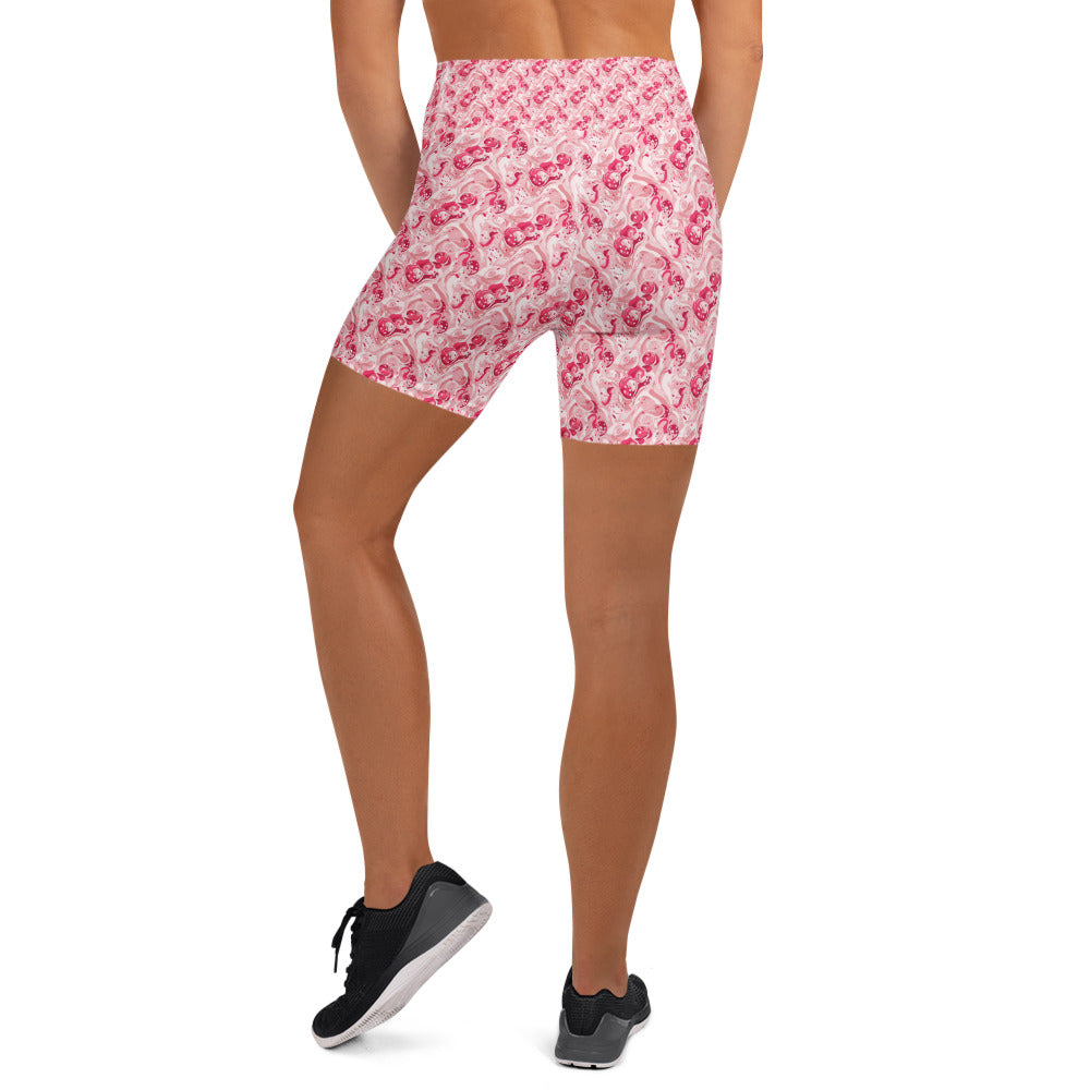 Cherry Strawberry Cream Yoga Shorts | GearBunch