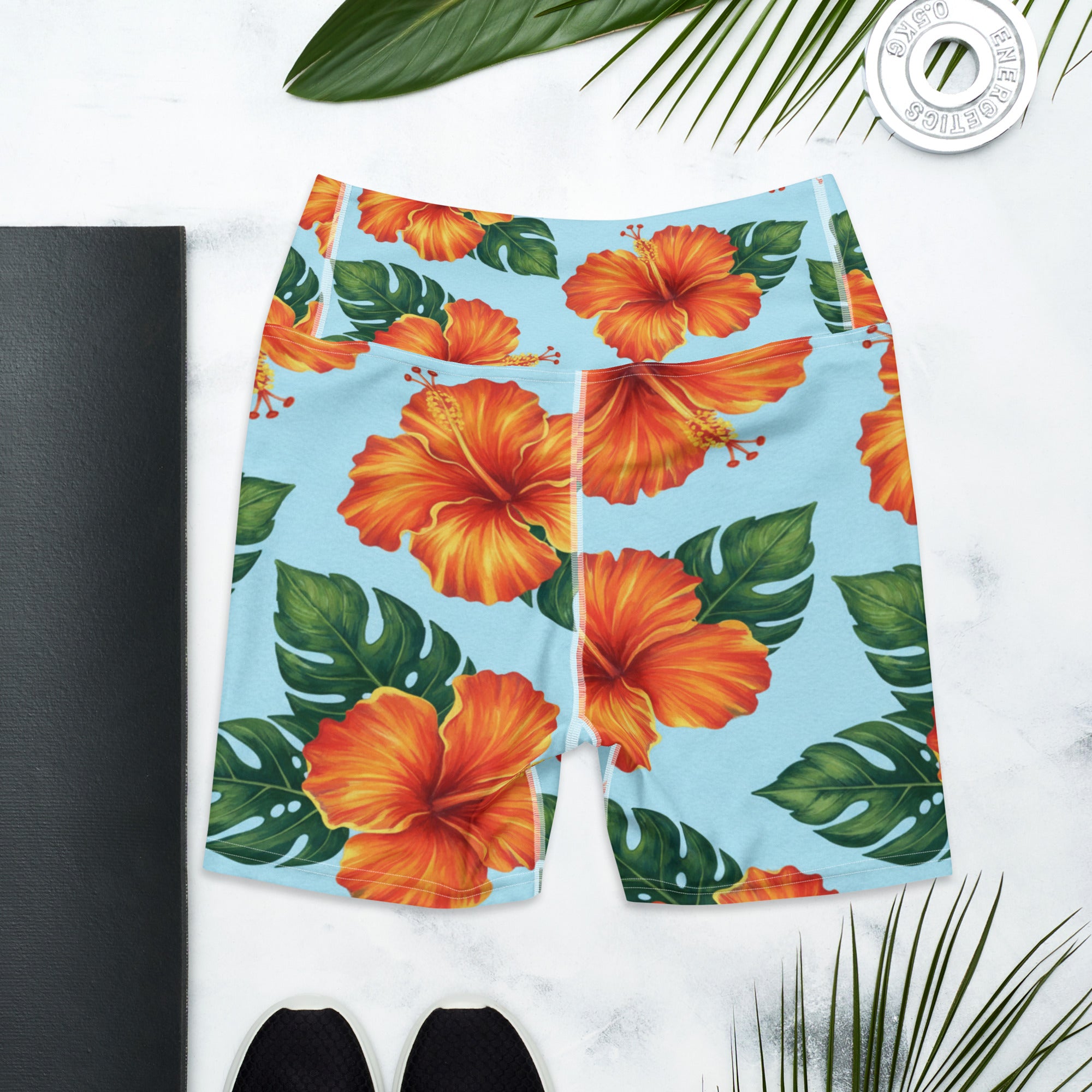 Tropical Hibiscus Bloom Yoga Shorts | GearBunch