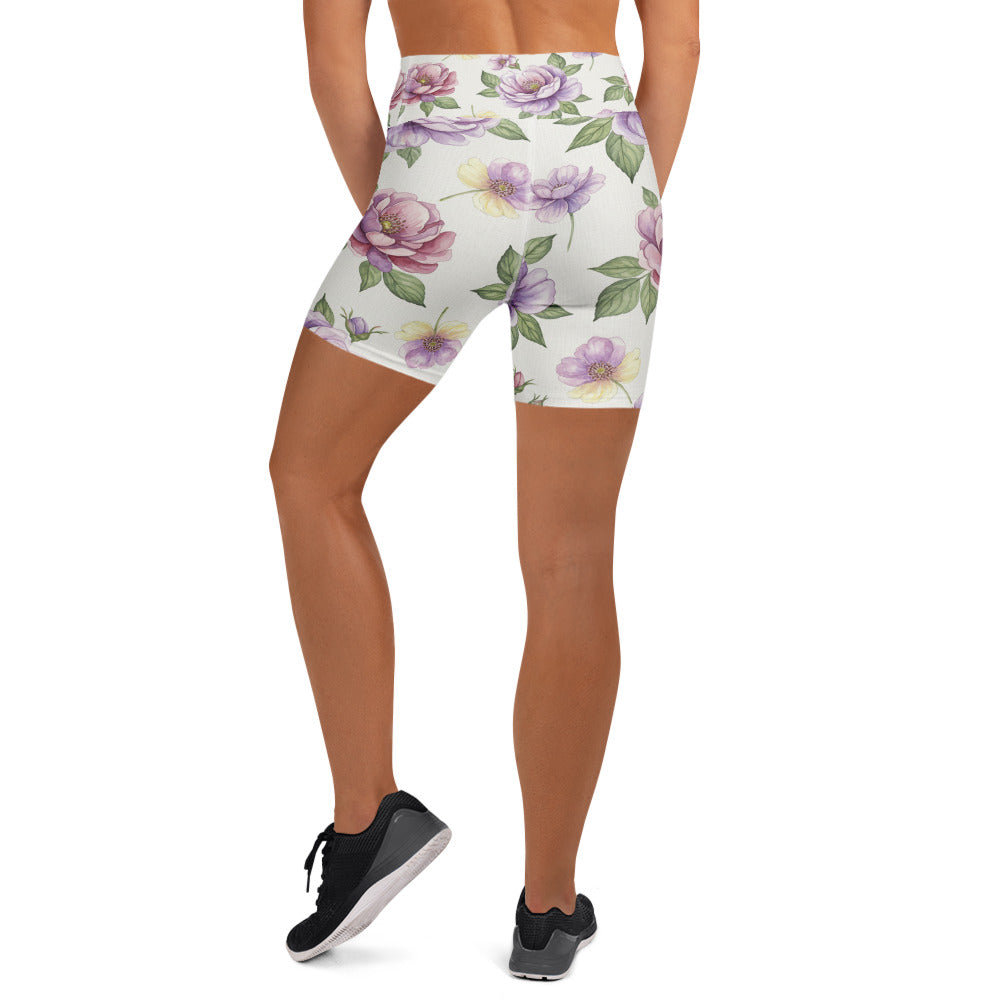 Watercolour Wildflowers Yoga Shorts | GearBunch