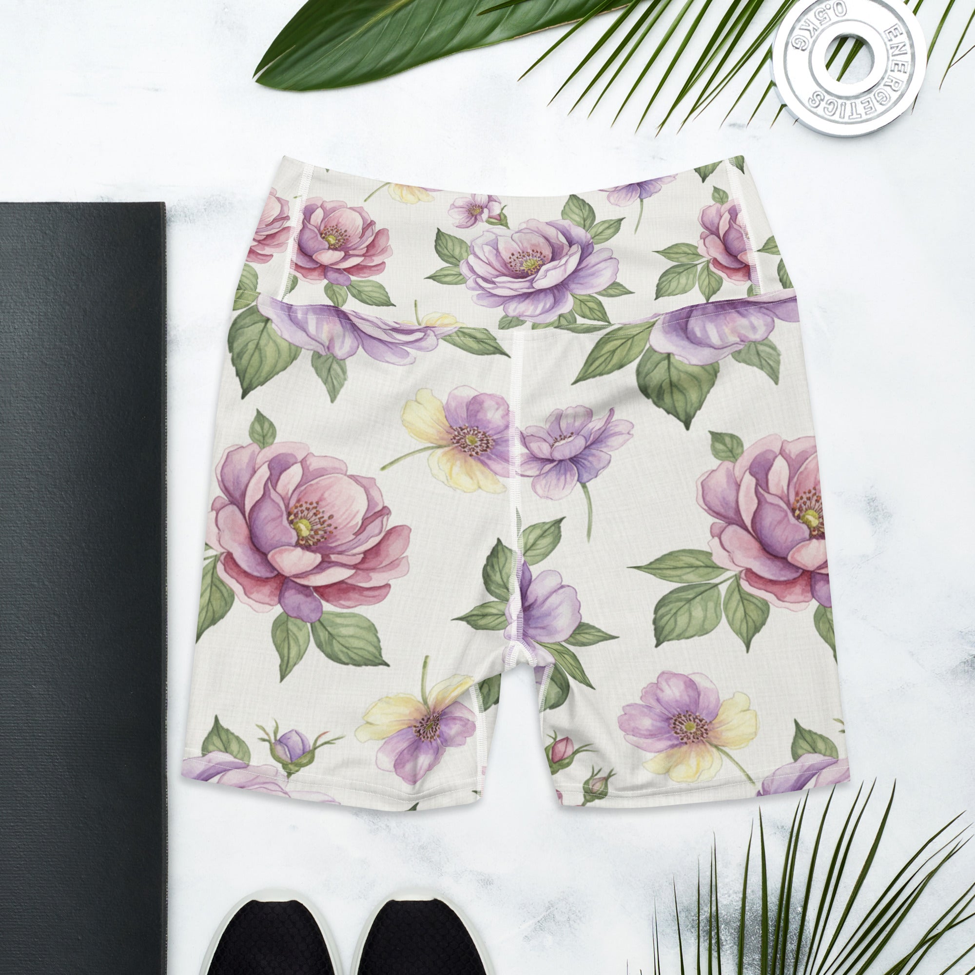 Watercolour Wildflowers Yoga Shorts | GearBunch