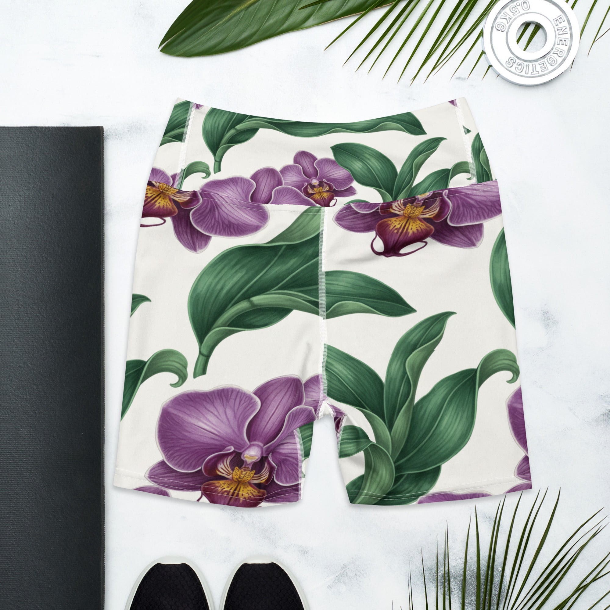 Vintage Botanical Orchids Yoga Shorts | GearBunch