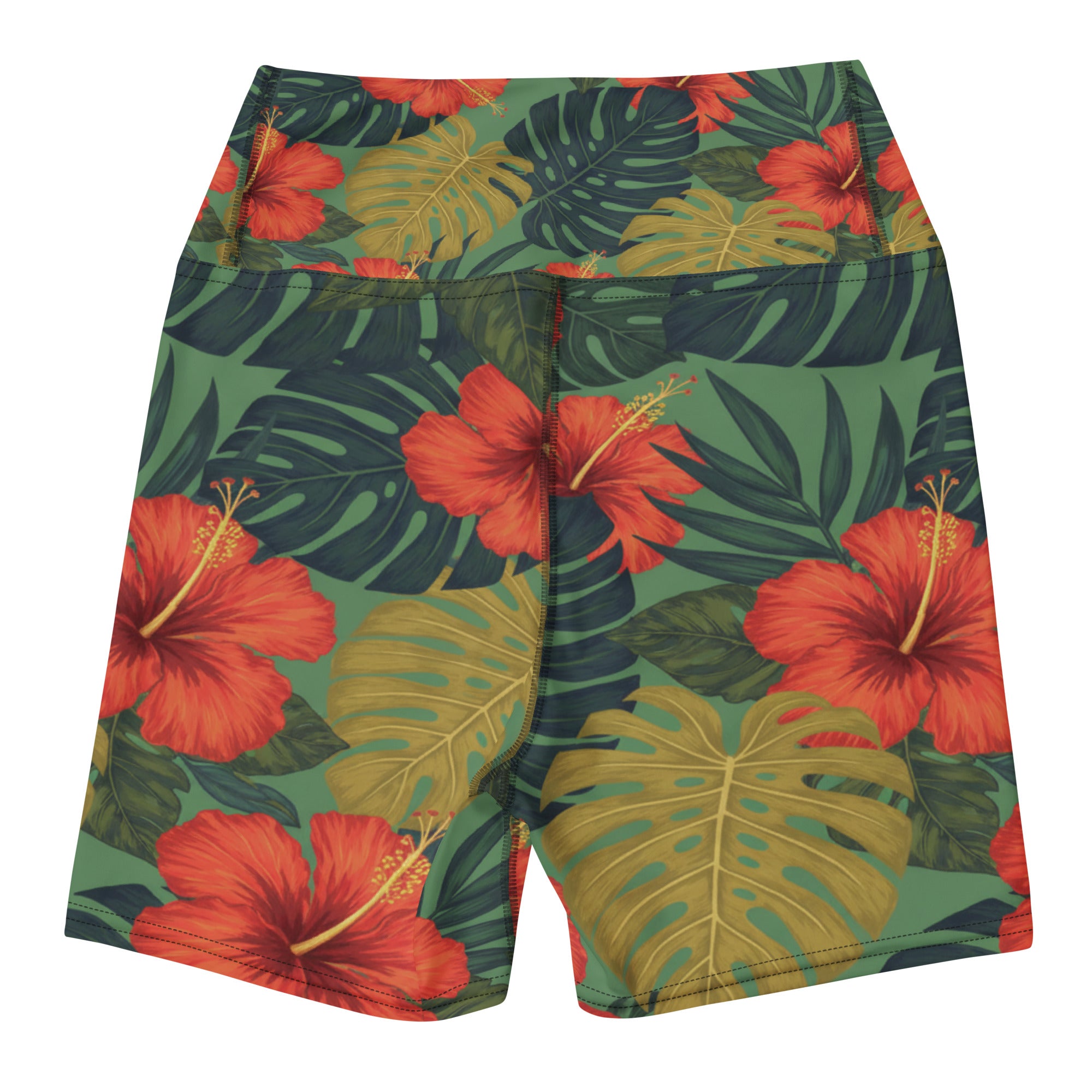 Bold Tropical Leaves Yoga Shorts | GearBunch