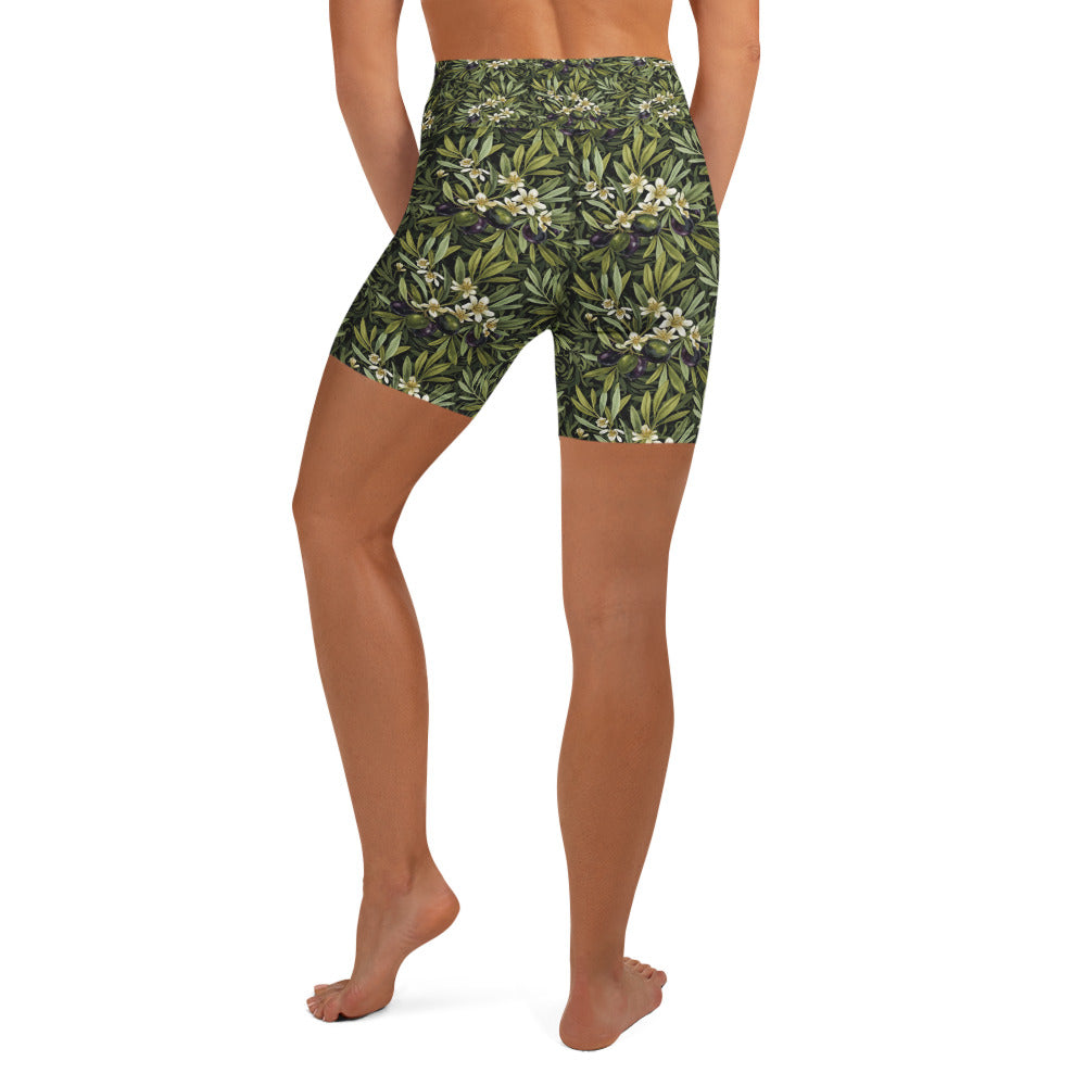 Olive Branch Botanical Yoga Shorts | GearBunch