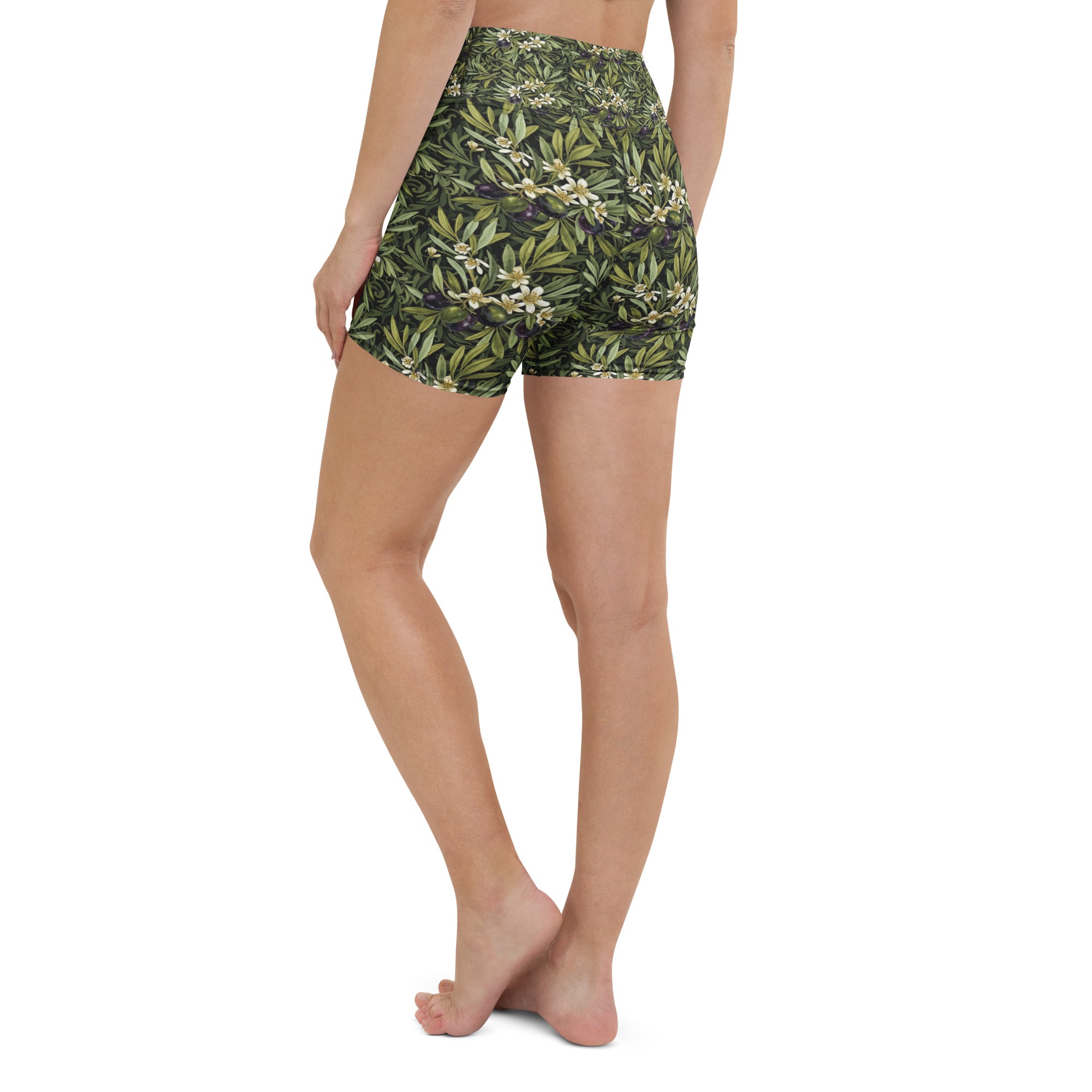 Olive Branch Botanical Yoga Shorts | GearBunch