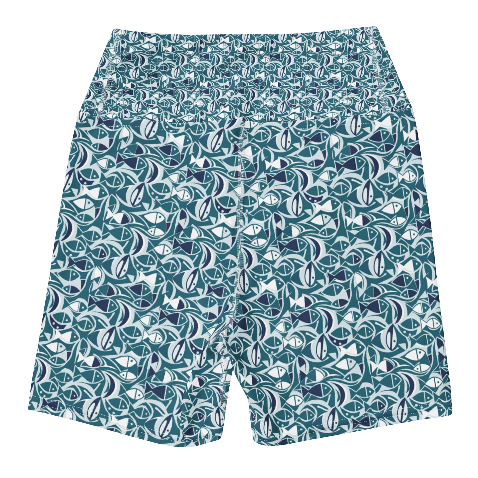 Ichthys Fish and Waves Yoga Shorts | GearBunch