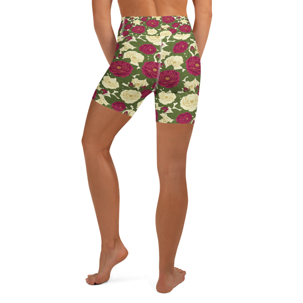 Taurus Rose Botanical Yoga Shorts | GearBunch