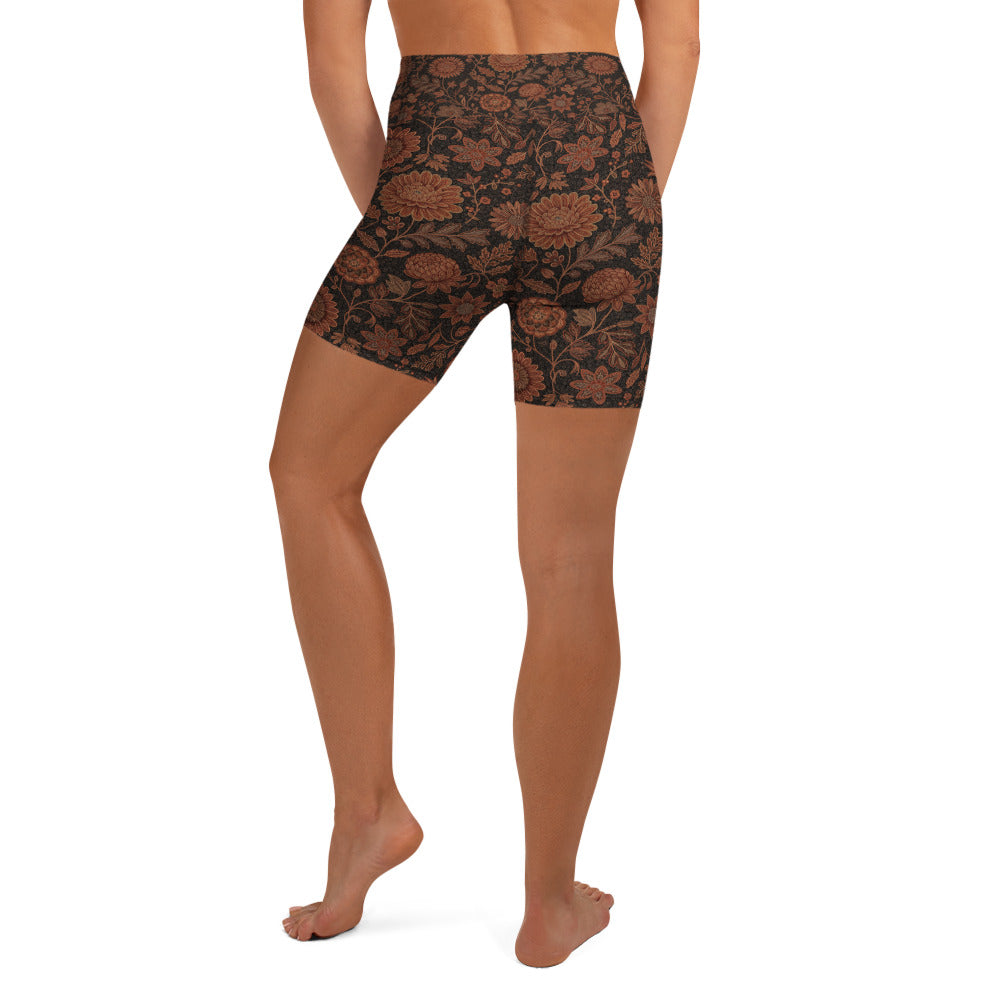 Copper Paillette Baroque Yoga Shorts | GearBunch