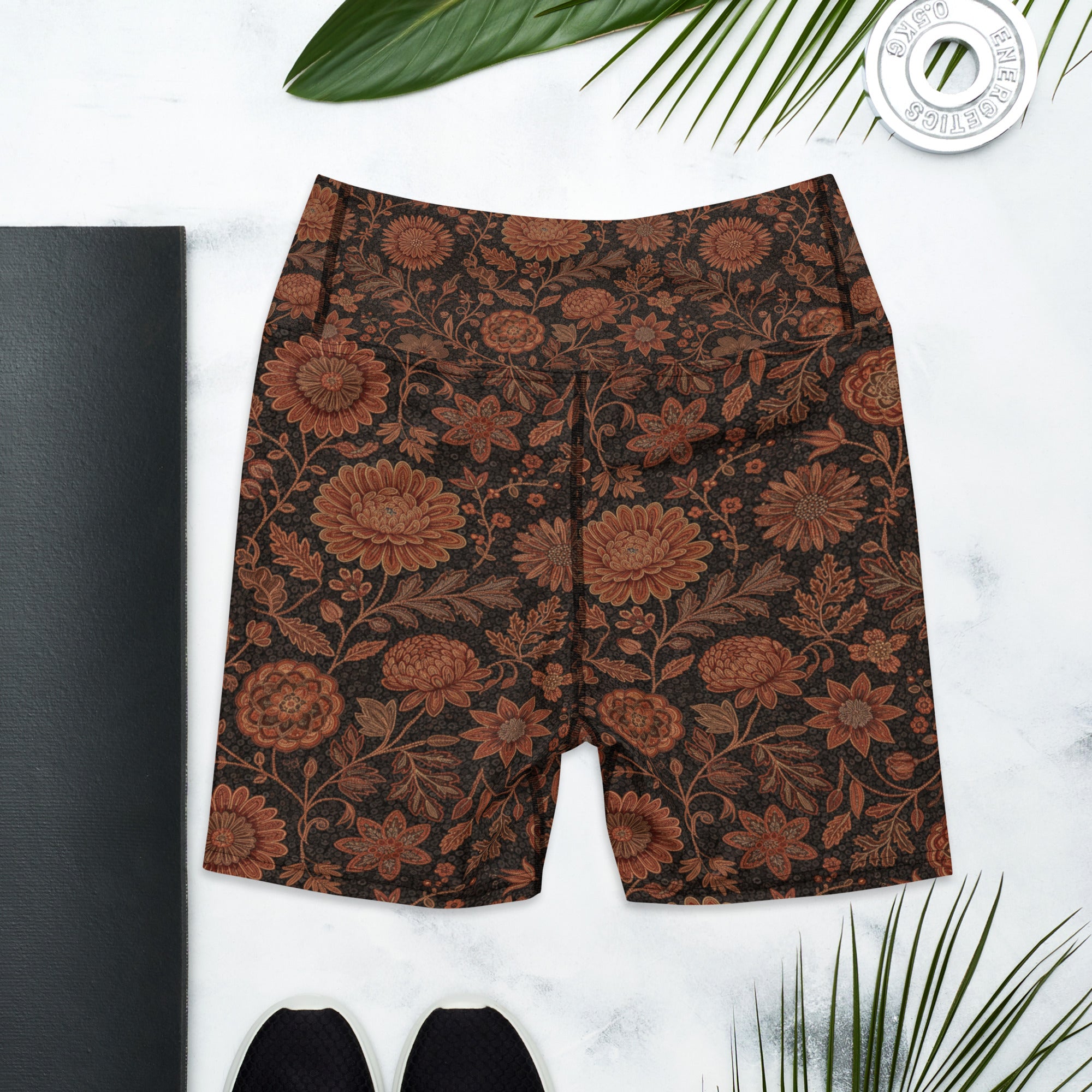 Copper Paillette Baroque Yoga Shorts | GearBunch