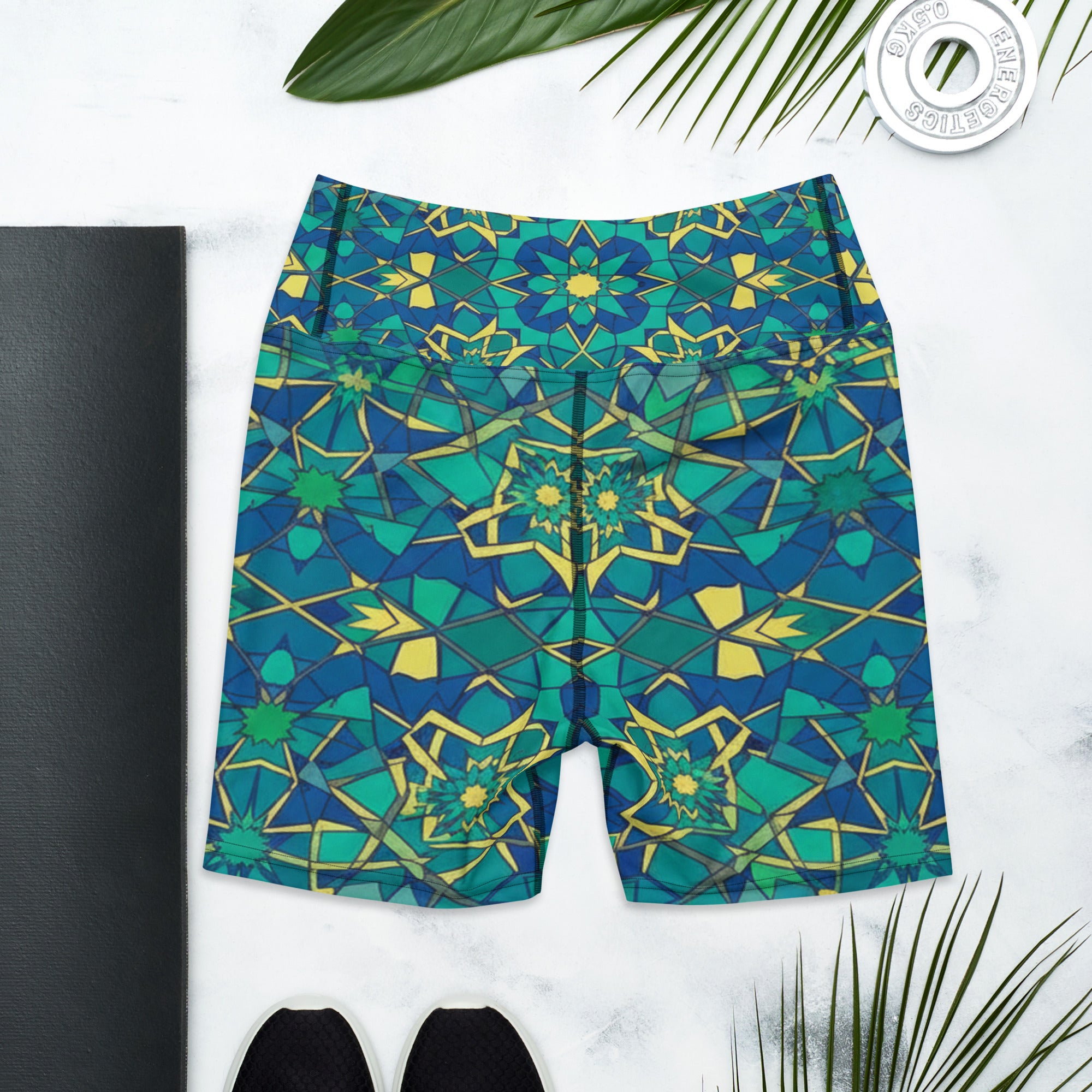 Zellige Peacock Yoga Shorts | GearBunch
