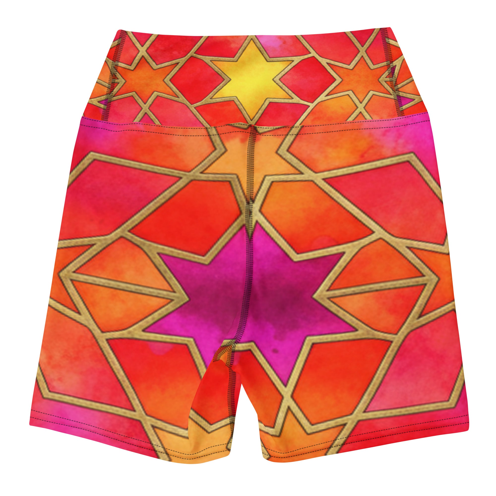 Arabic Watercolour Fire Opal Yoga Shorts | GearBunch