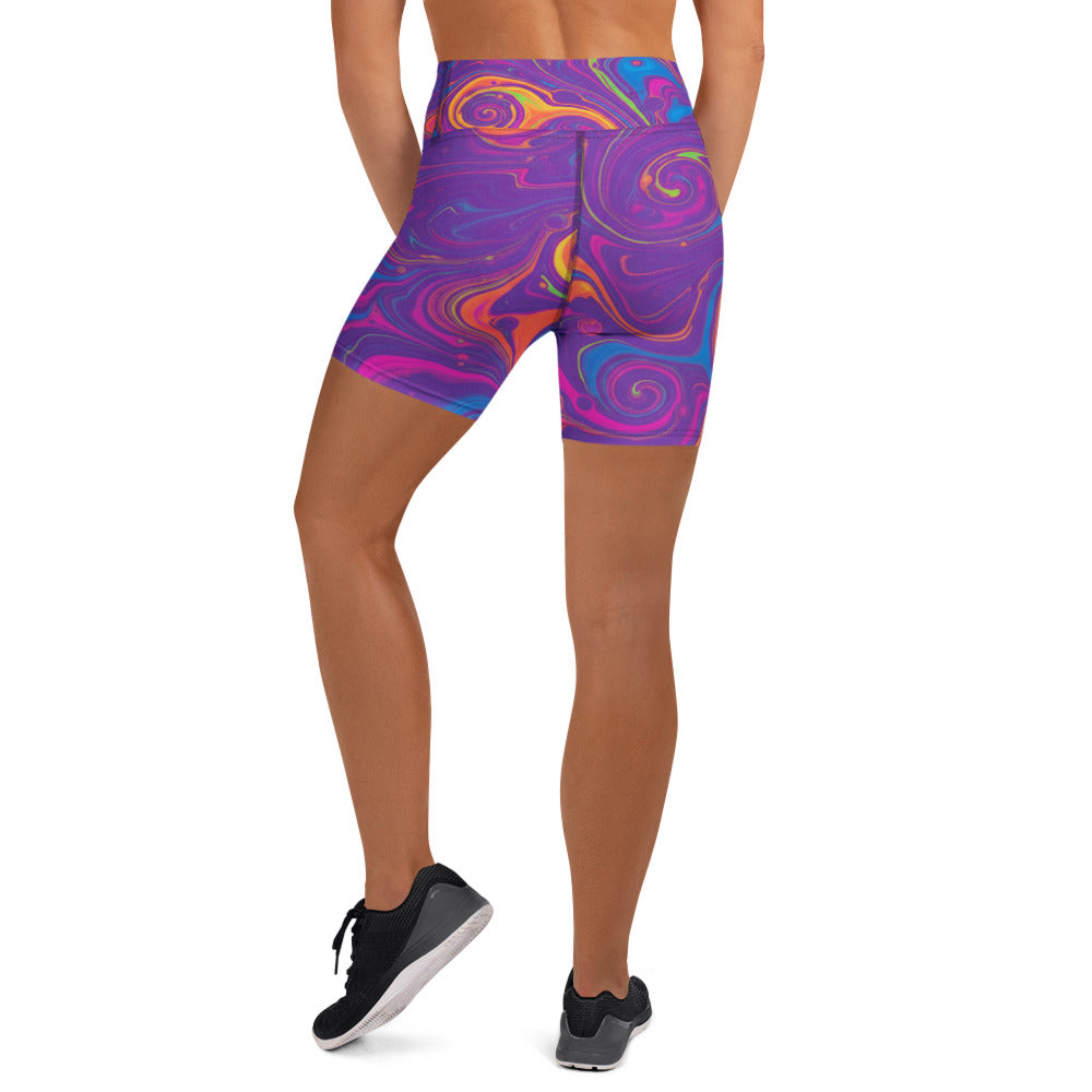 Liquid Marble Neon Yoga Shorts | GearBunch