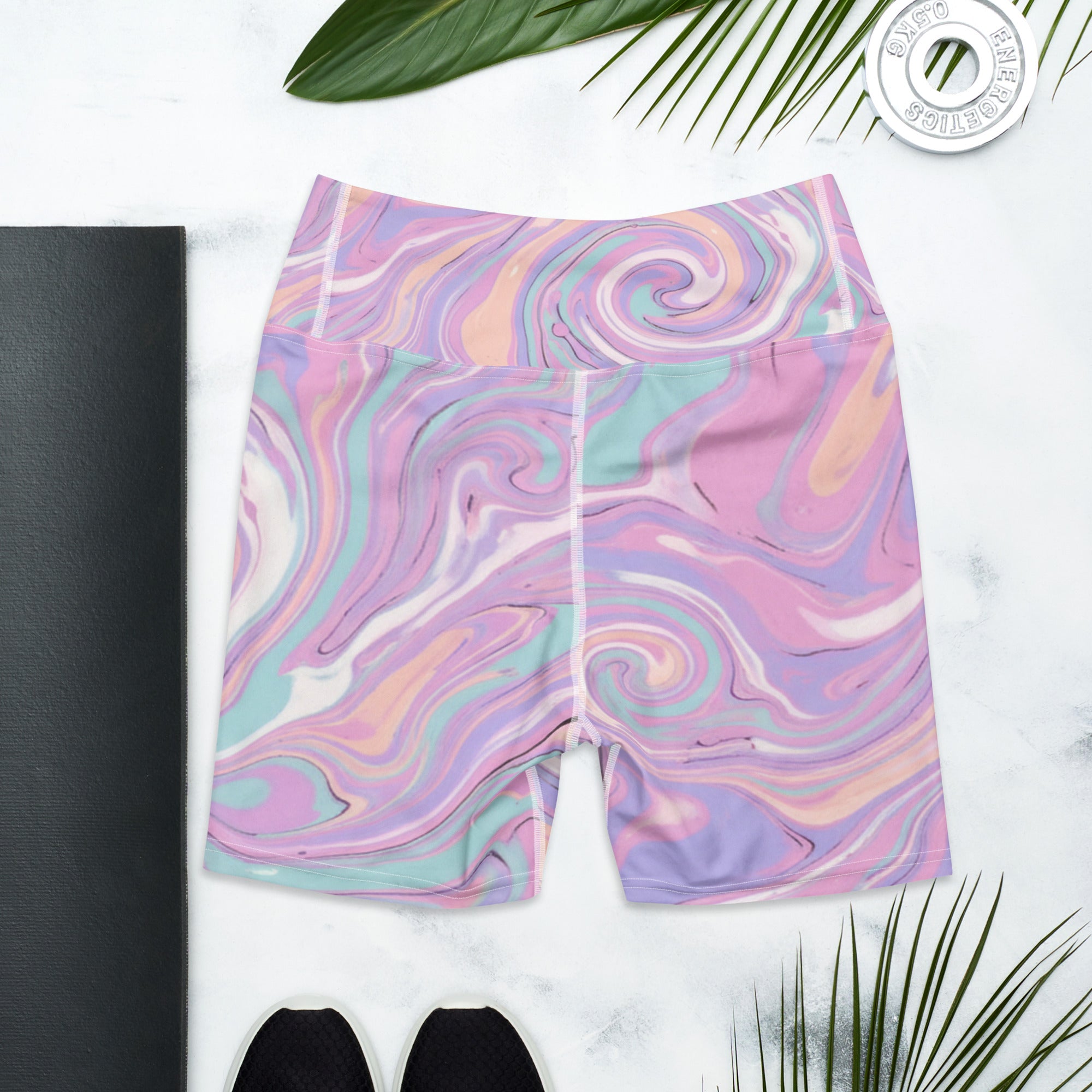 Liquid Marble Cotton Candy Yoga Shorts | GearBunch