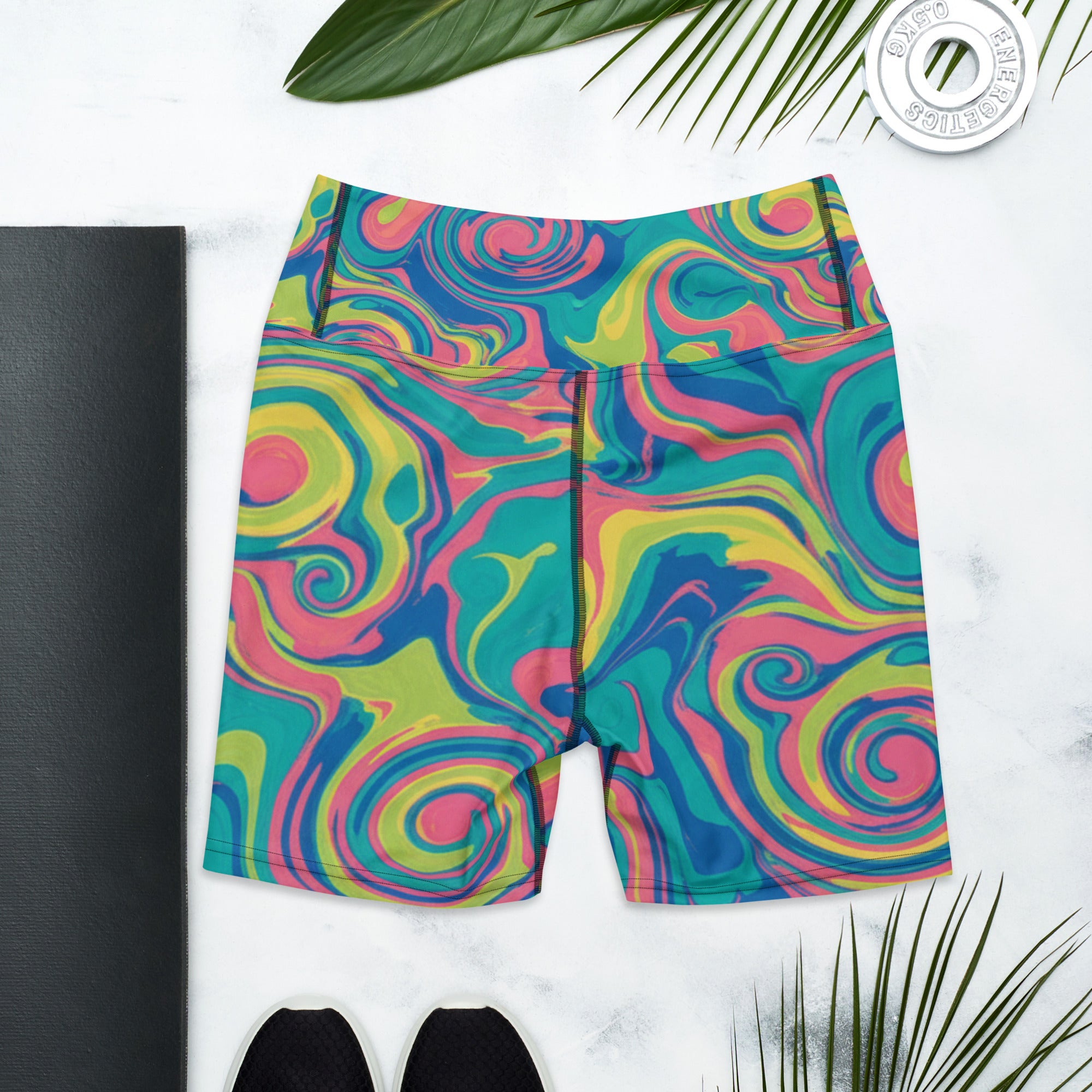 Liquid Marble Tropical Paradise Yoga Shorts | GearBunch