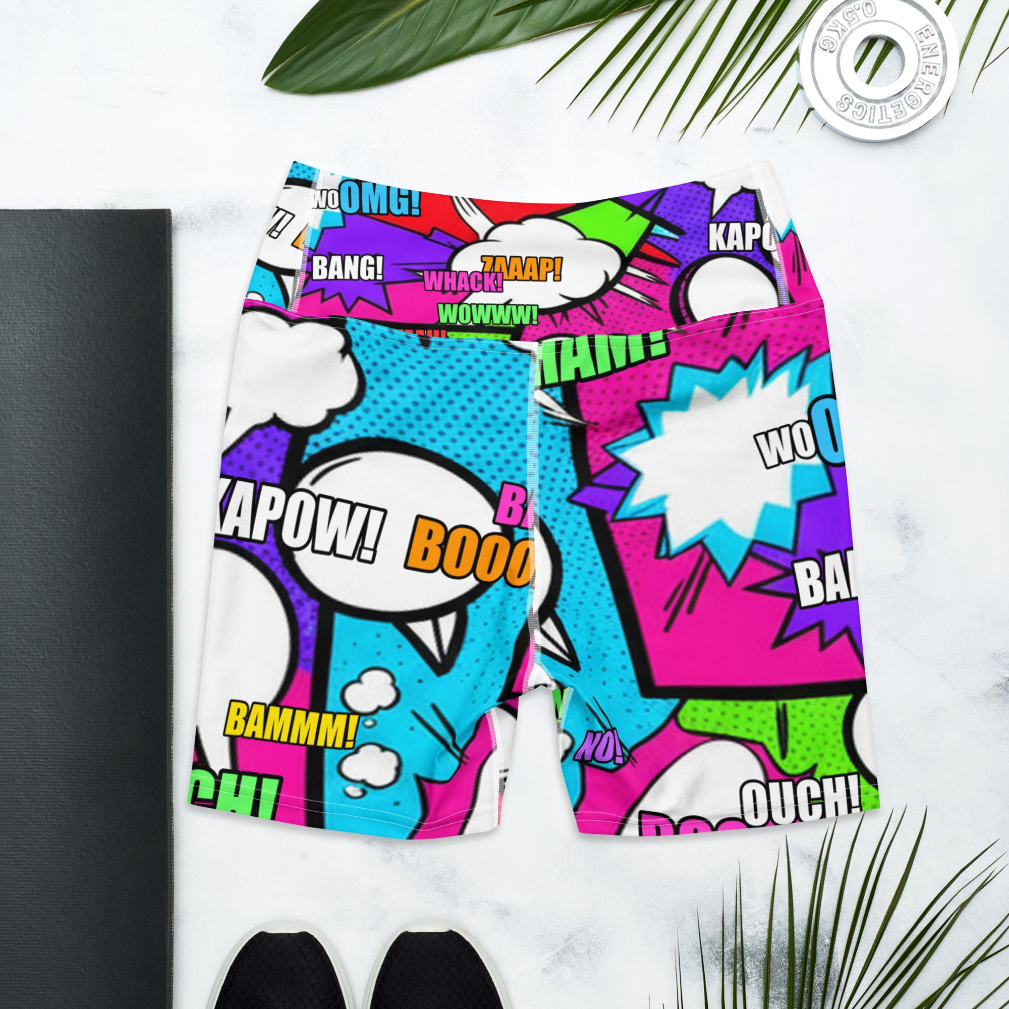 Comic Pop Neon Pink Yoga Shorts | GearBunch