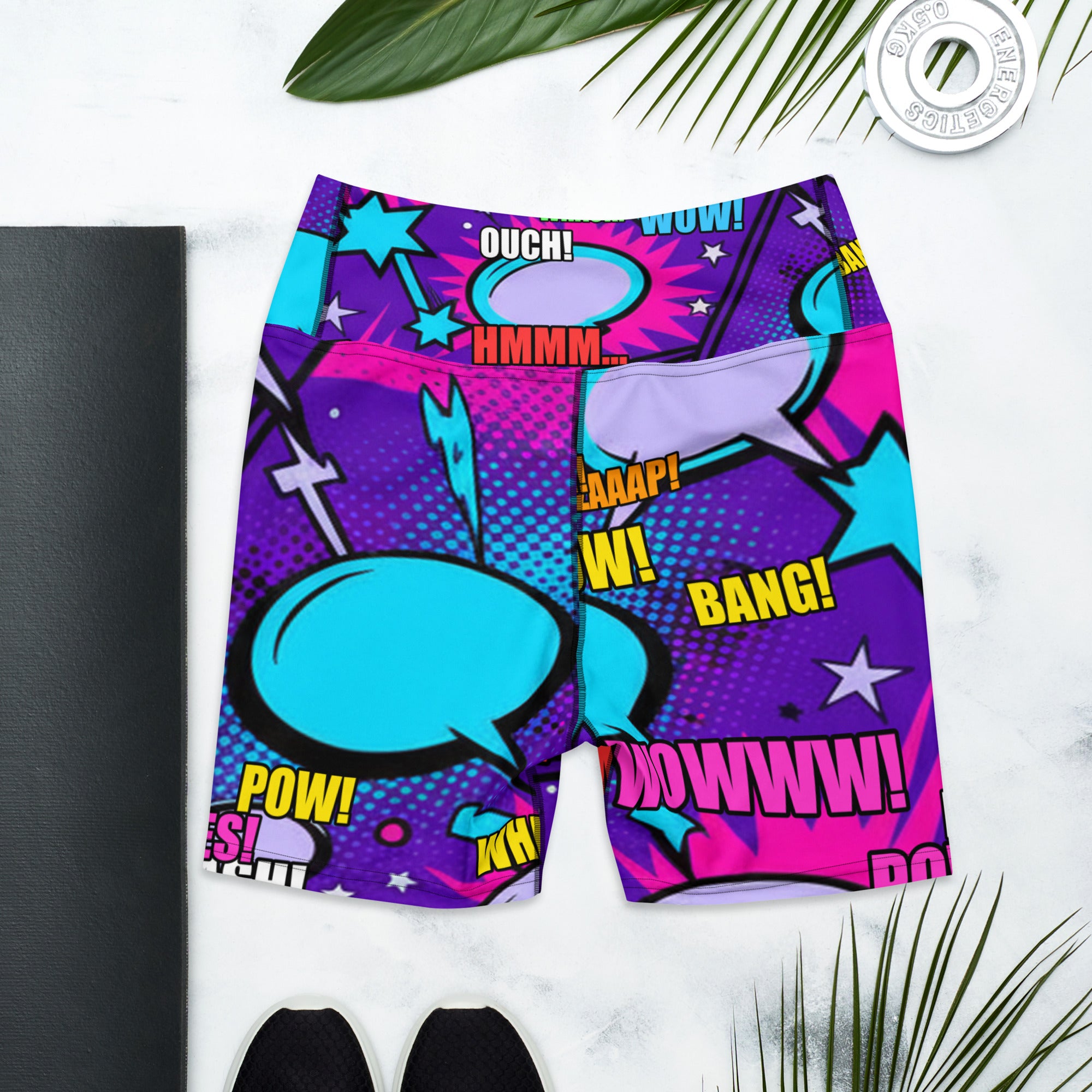 Comic Pop Galaxy Purple Yoga Shorts | GearBunch