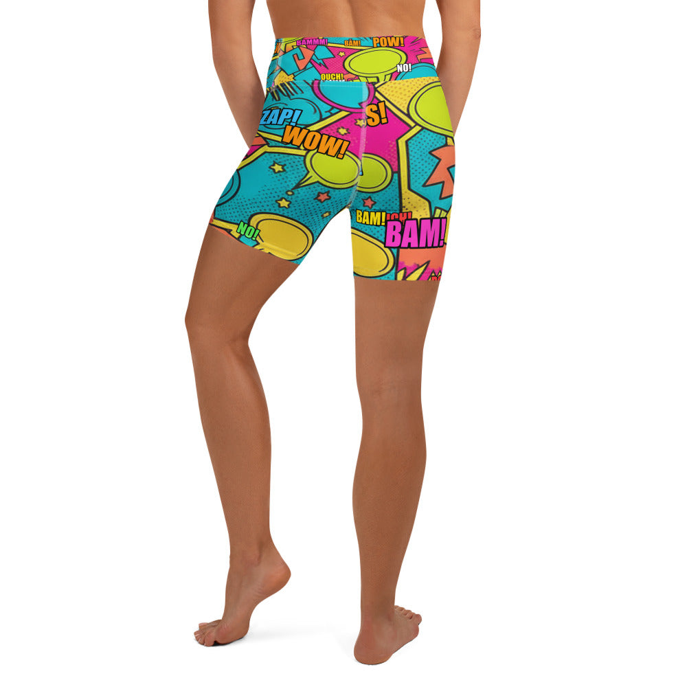 Comic Pop Tropical Yoga Shorts | GearBunch