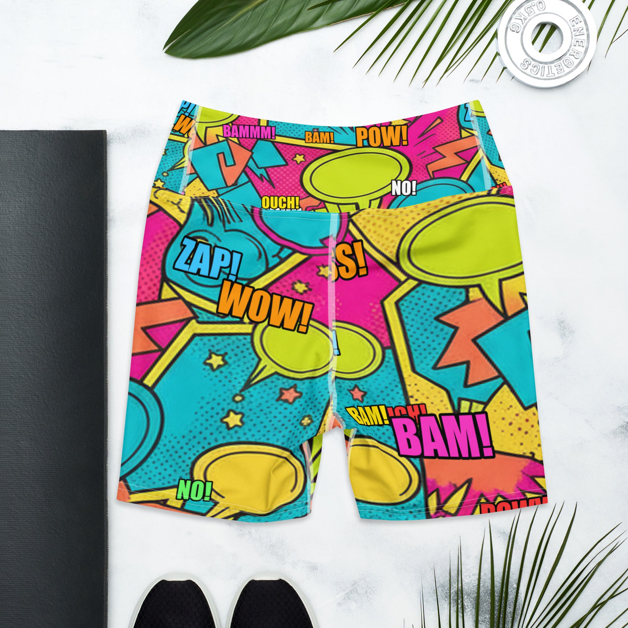 Comic Pop Tropical Yoga Shorts | GearBunch