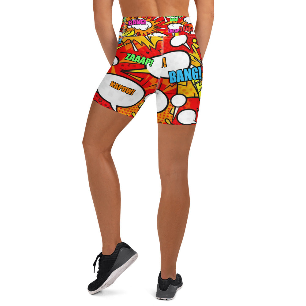 Comic Pop Fire Engine Yoga Shorts | GearBunch