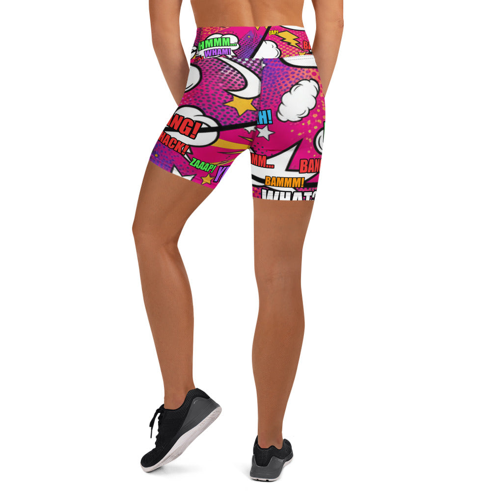 Comic Strip Girl Power Yoga Shorts | GearBunch